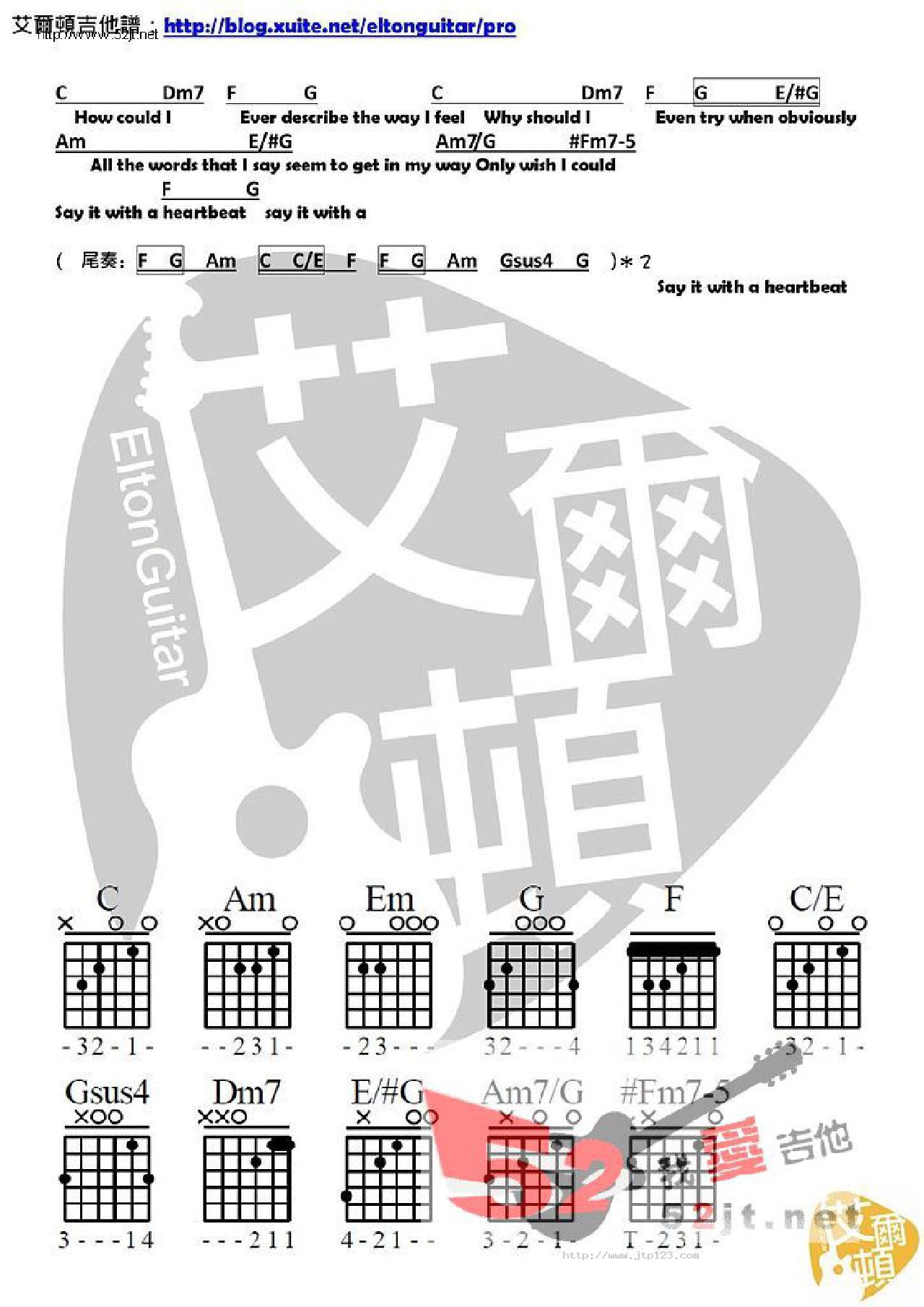 Heartbeat吉他谱_Christopher_C调和弦弹唱谱_高清_图谱2