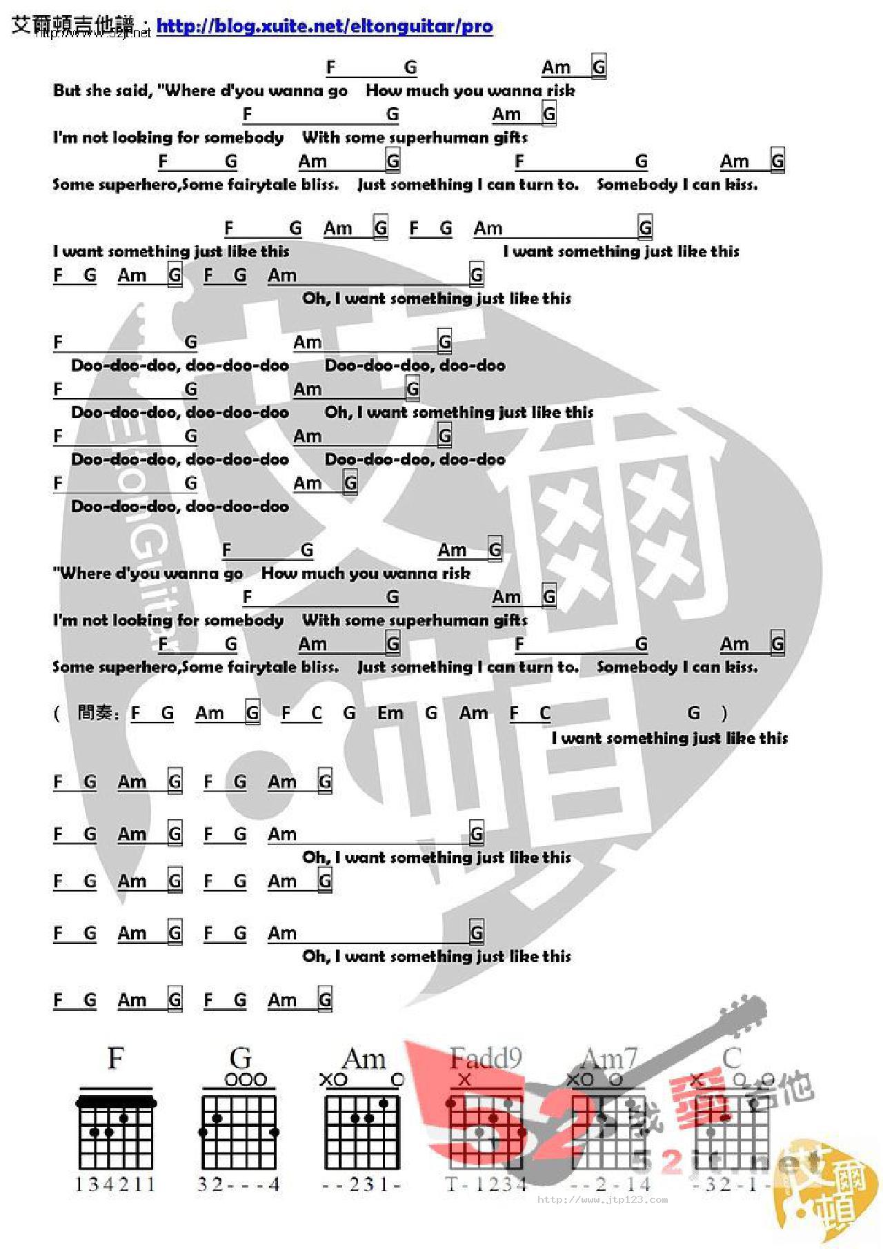 SomethingJustLikeThis吉他谱_TheChainsmokers_A调和弦弹唱谱_简单版_图谱2