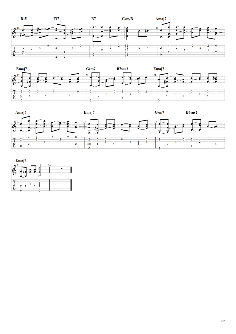 步履不停吉他指弹谱_原调_六线谱_Gontiti