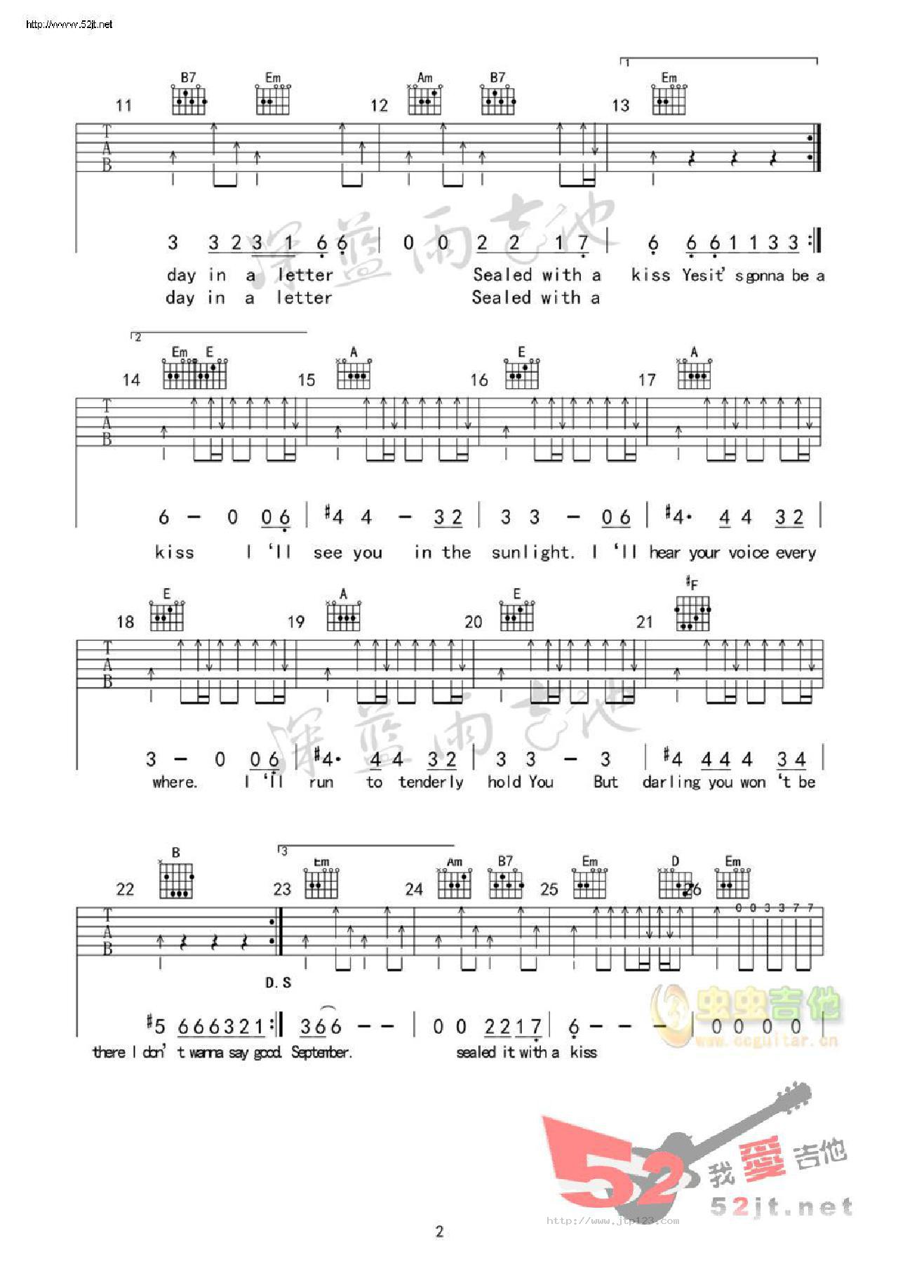 sealedwithakiss以吻封缄吉他谱_BrianHyland_G调和弦弹唱谱_图谱2