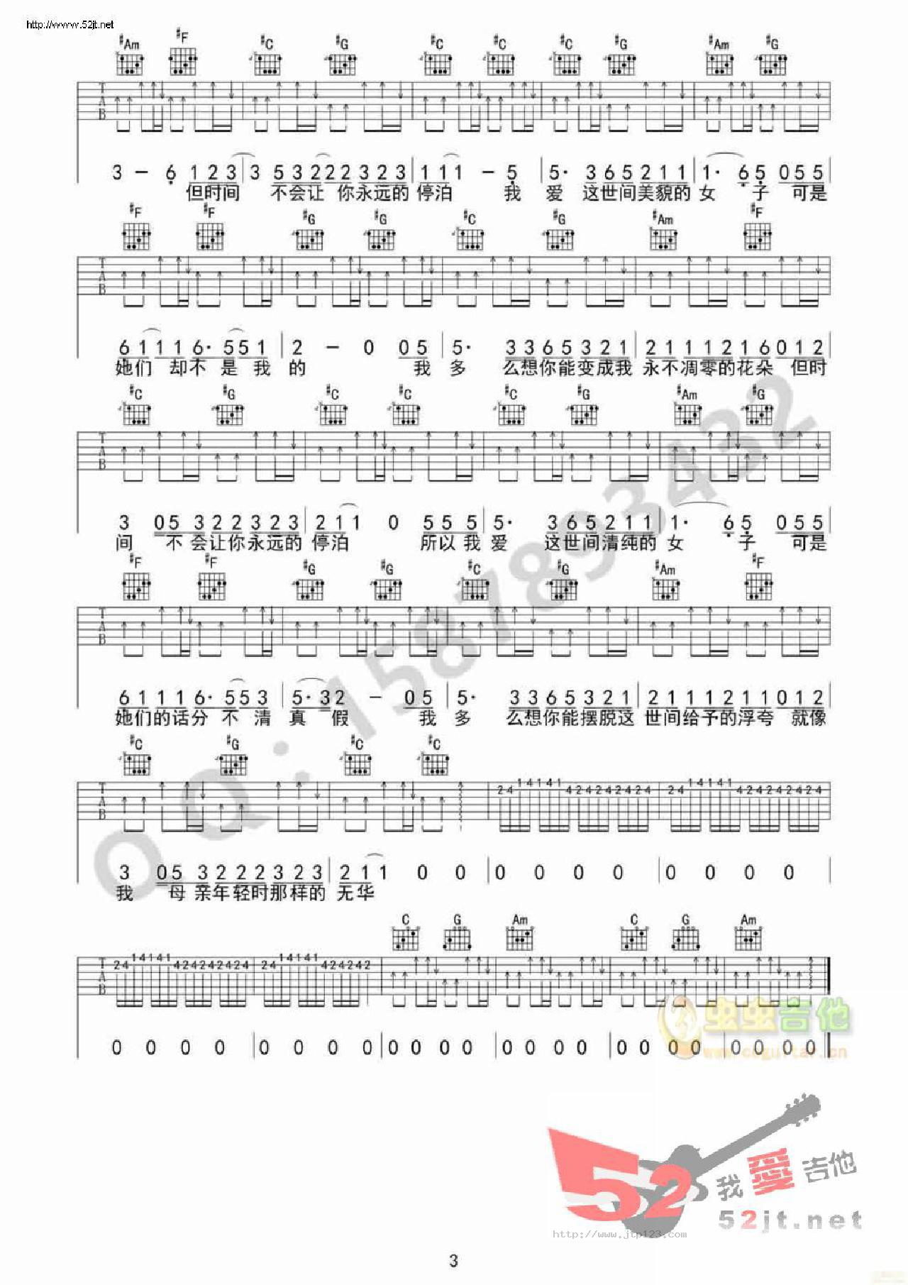 朵吉他谱_赵雷_C调和弦弹唱谱_简单版_图谱3