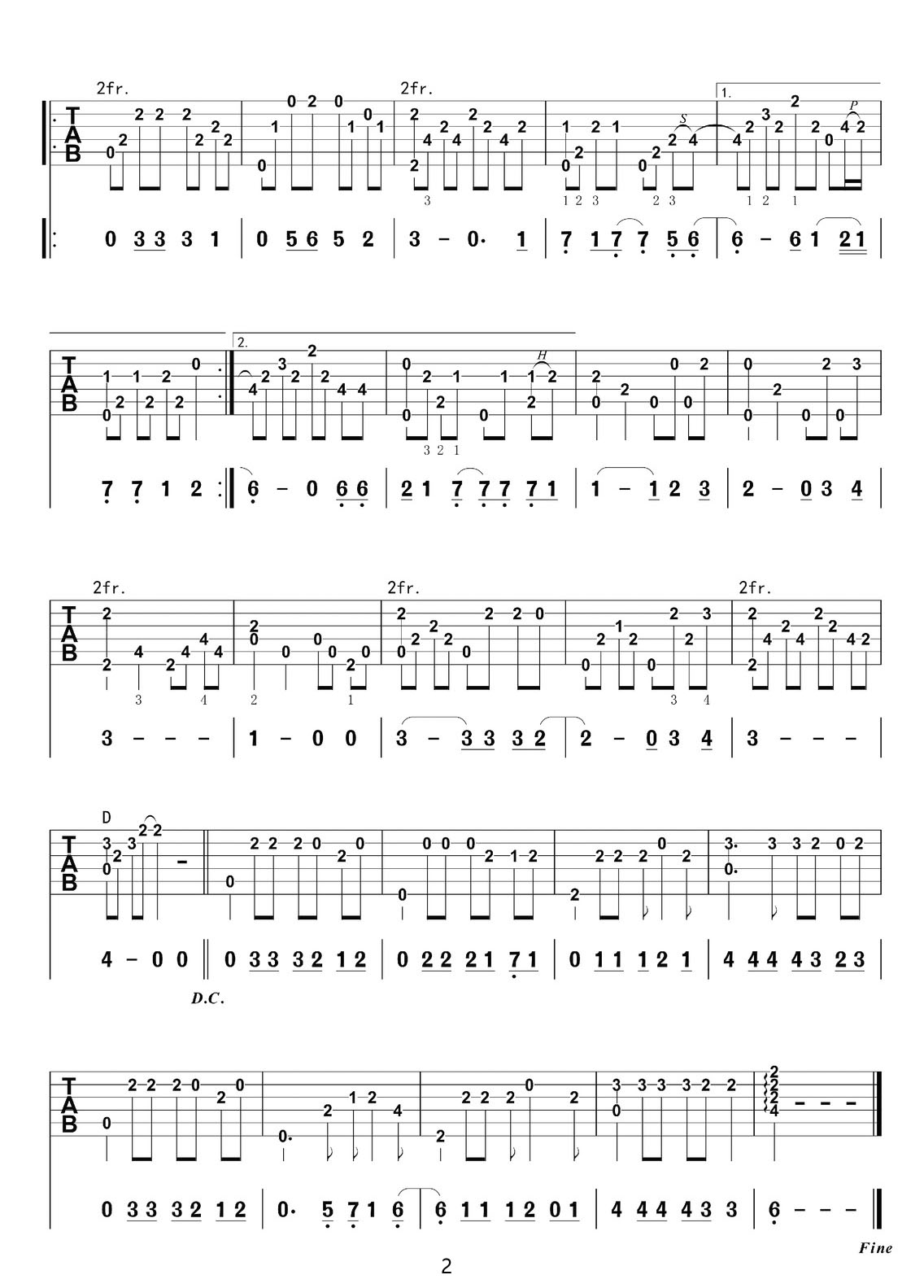 理想三旬吉他谱_陈鸿宇_C调指弹/独奏谱_简单版_图谱2