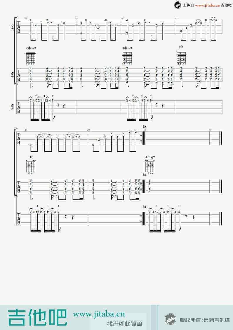 失之城吉他指弹谱_原调六线谱_吉他吧编配_尧十三