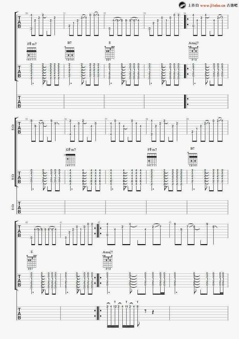 失之城吉他指弹谱_原调六线谱_吉他吧编配_尧十三