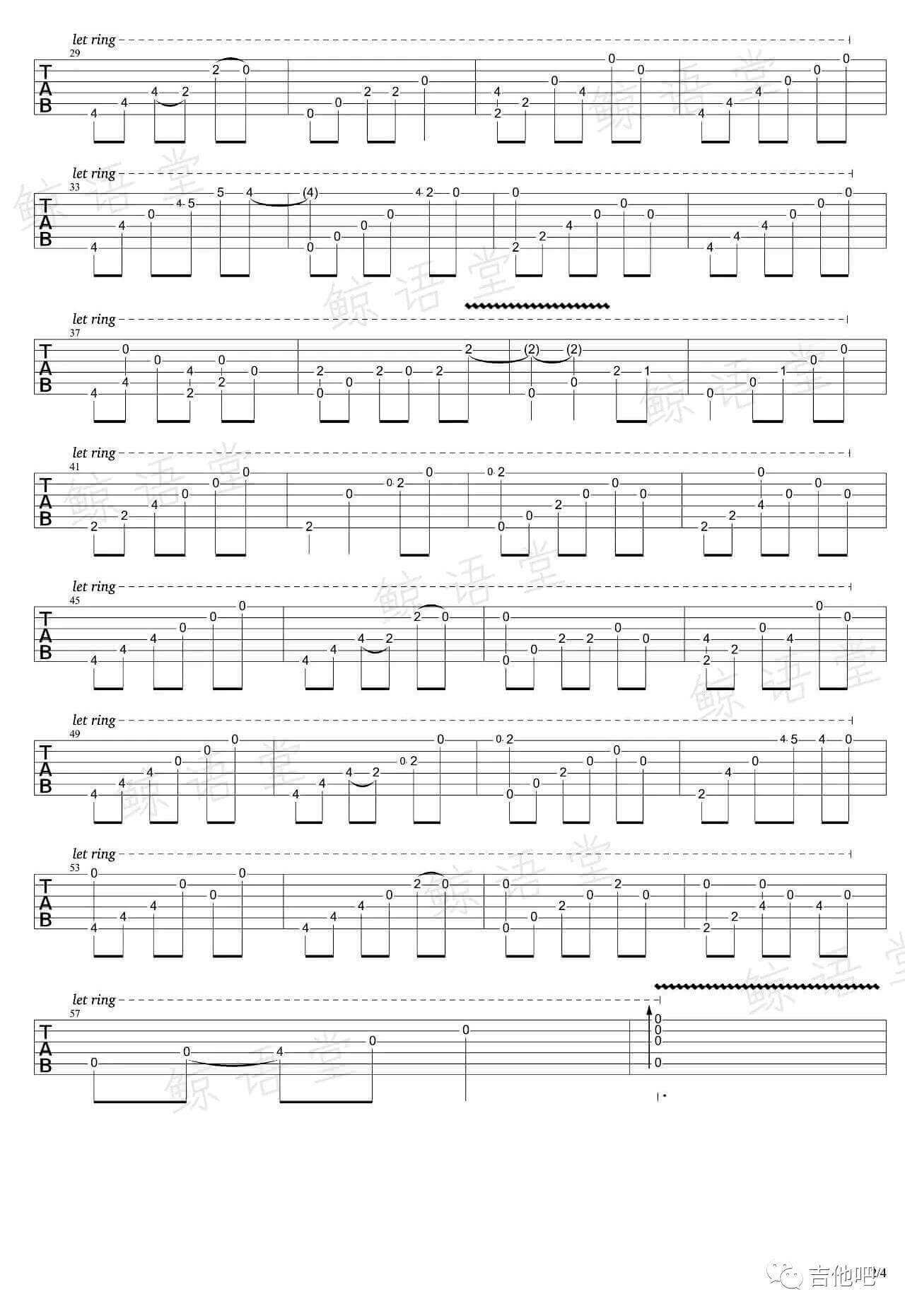 愿望的樱花指弹谱_C调六线谱_鲸语堂边编配_GIN