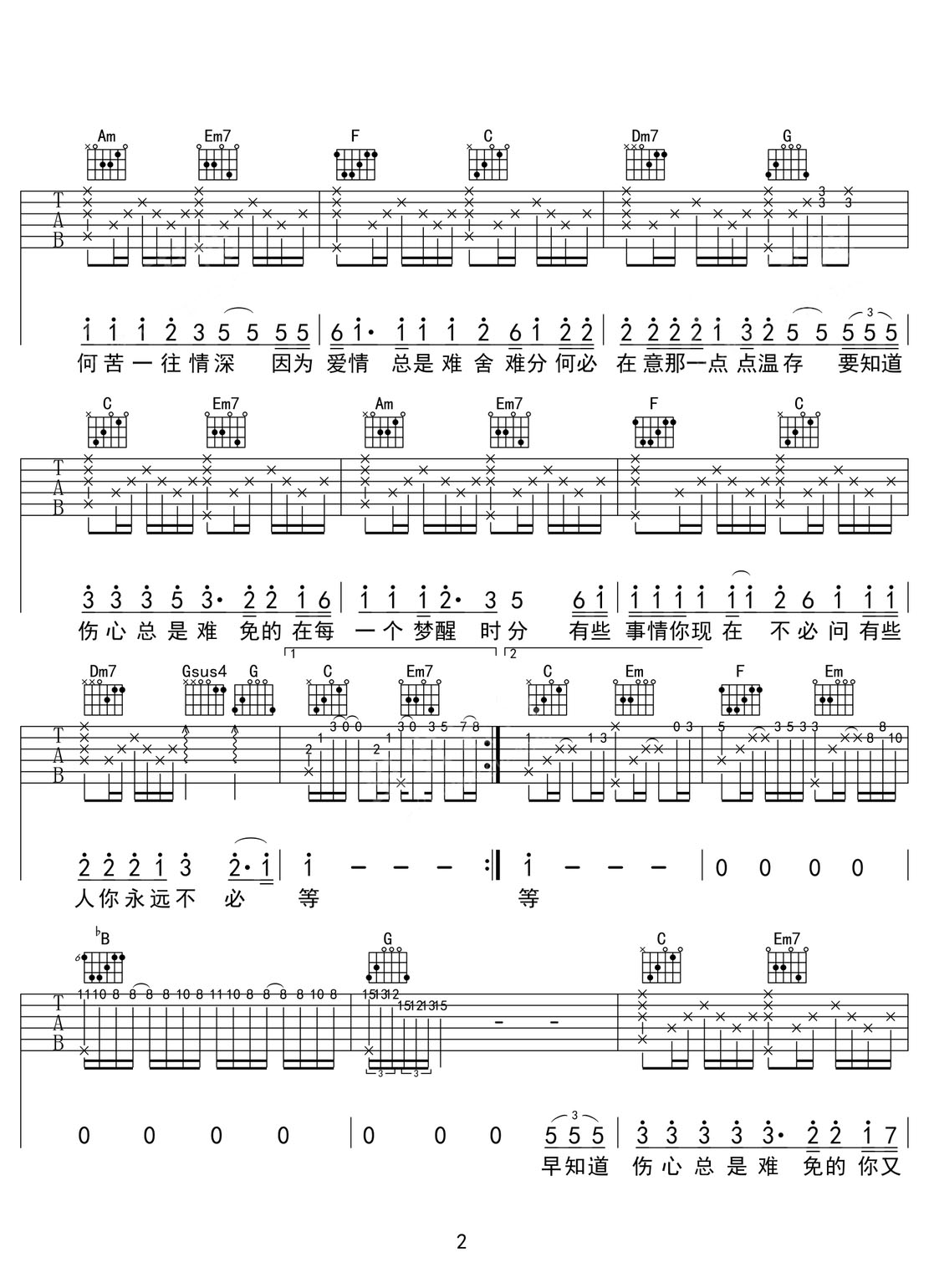 梦醒时分吉他谱_陈淑桦_C调和弦弹唱谱_完美版带前奏_图谱2