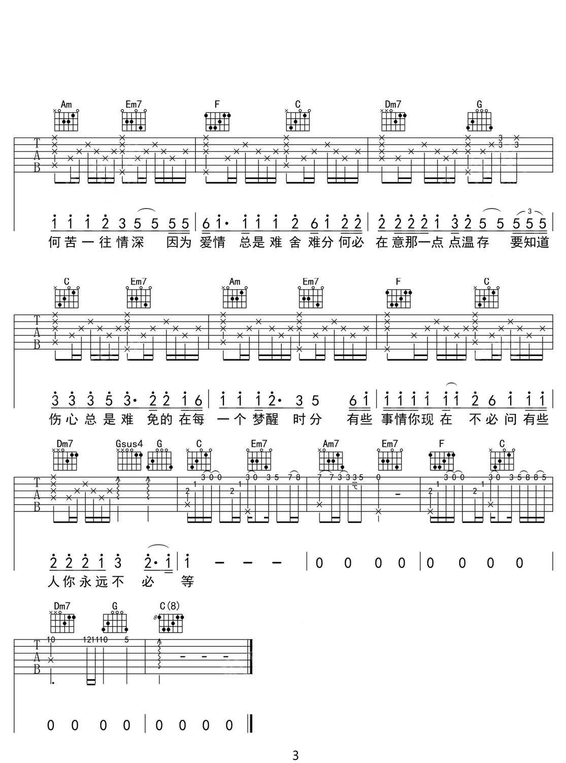 梦醒时分吉他谱_陈淑桦_C调和弦弹唱谱_完美版带前奏_图谱3