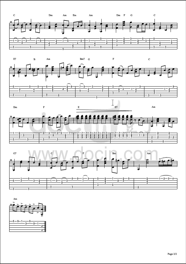 你在我身边吉他指弹谱_原调六线谱_名侦探柯南插曲