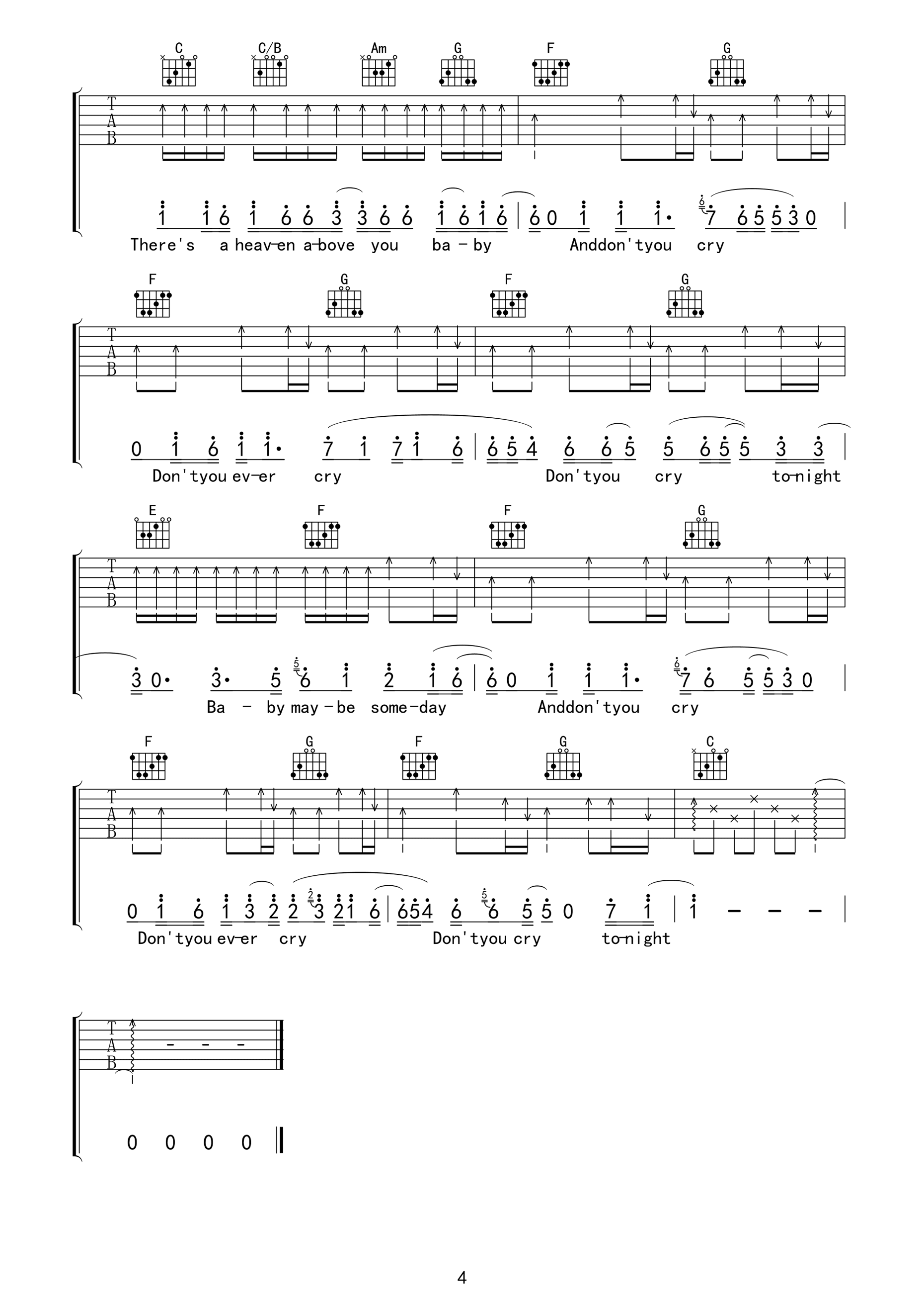 dont_cry吉他谱_C调精选版_弦心距编配_枪花乐队