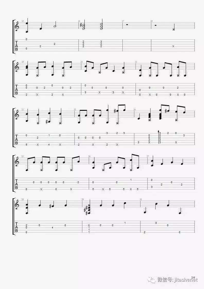 平行线吉他指弹谱_D调六线谱_原调_人渣的本愿