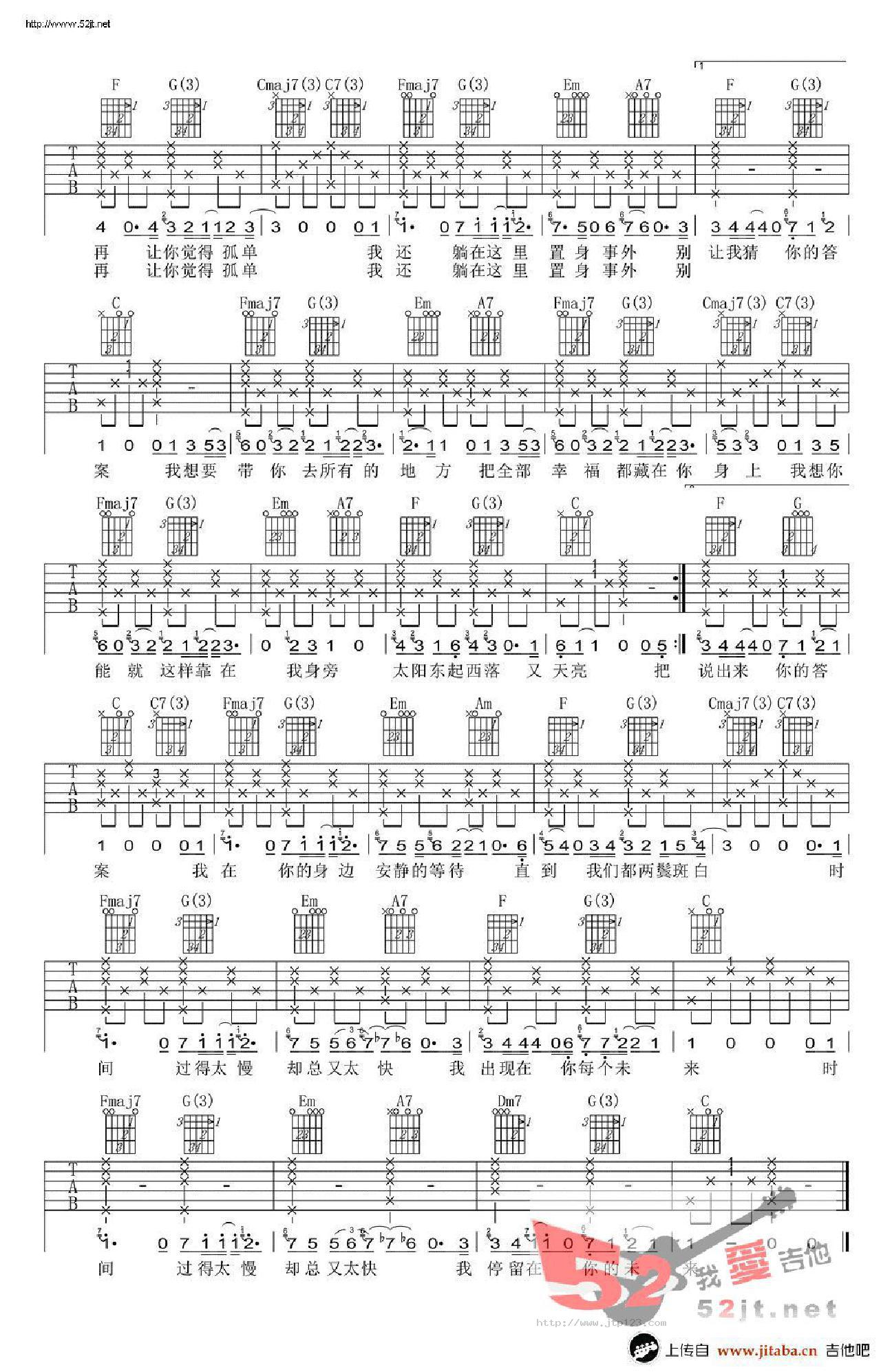 再一起吉他谱_余佳运_C调和弦弹唱谱_图谱2