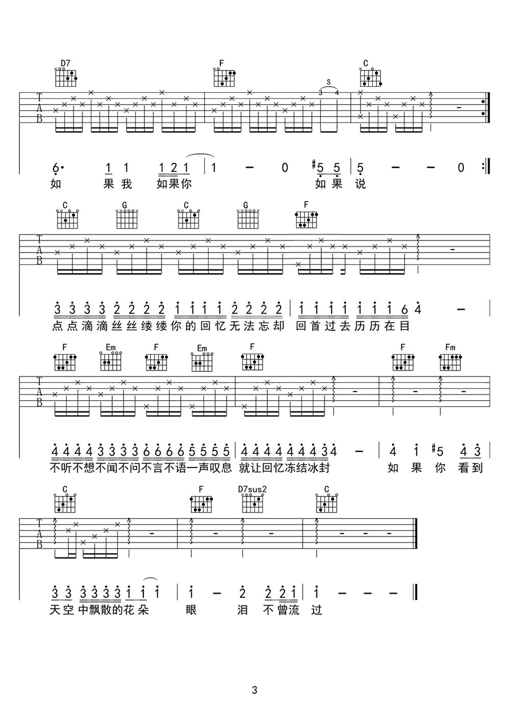 if you吉他谱_bigbang_C调和弦弹唱谱_图谱3