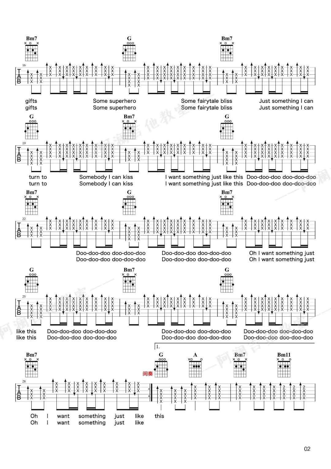 Something_Just_Like_This_D调吉他谱_The_Chainsmokers