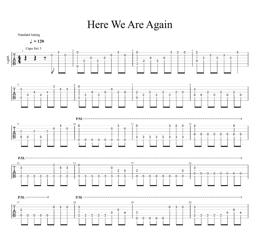 Here_We_Are_Again指弹谱_原调_六线谱_Various_Artists