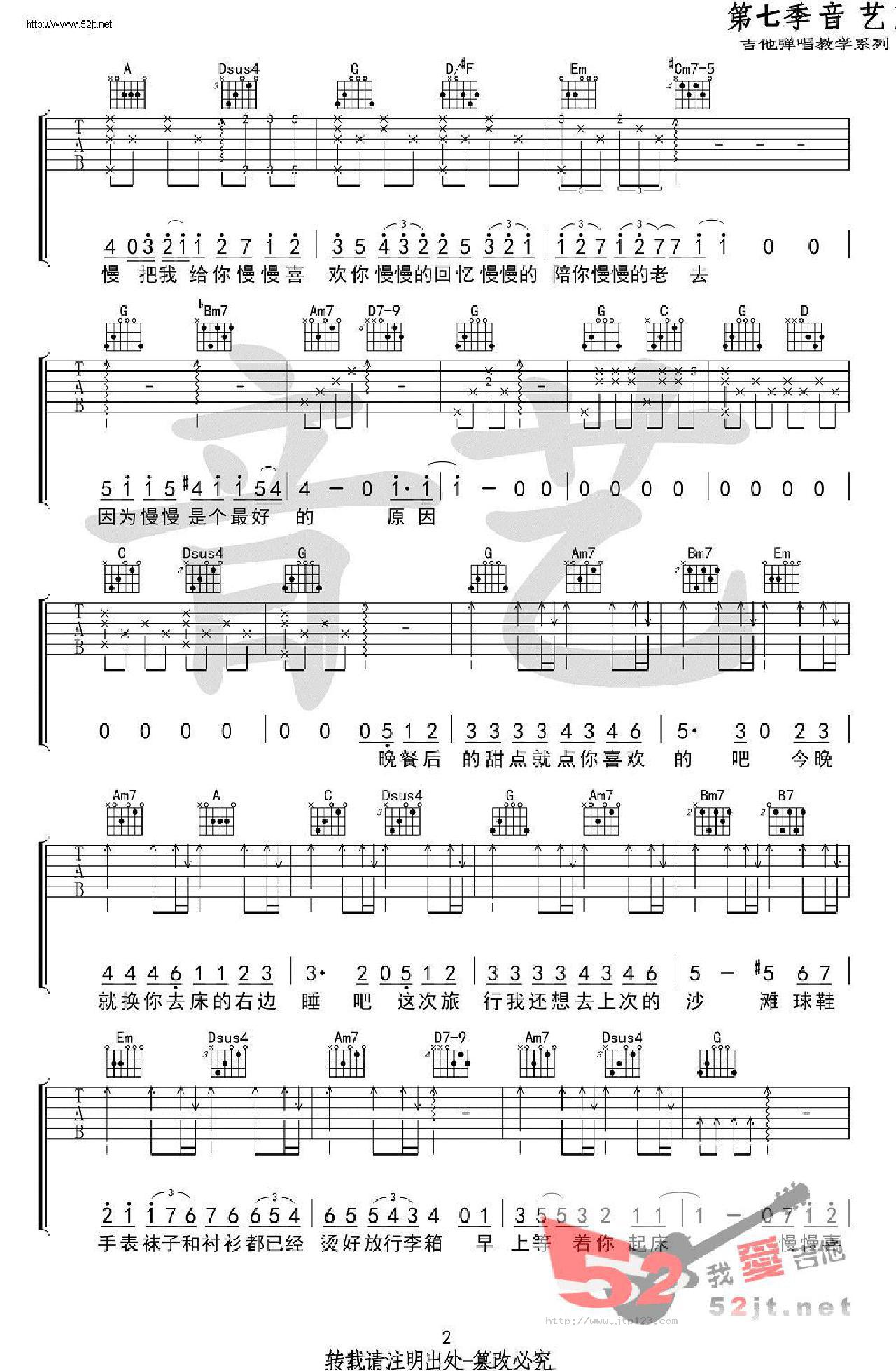 慢慢喜欢你吉他谱_莫文蔚_G调和弦弹唱谱_原版_图谱2