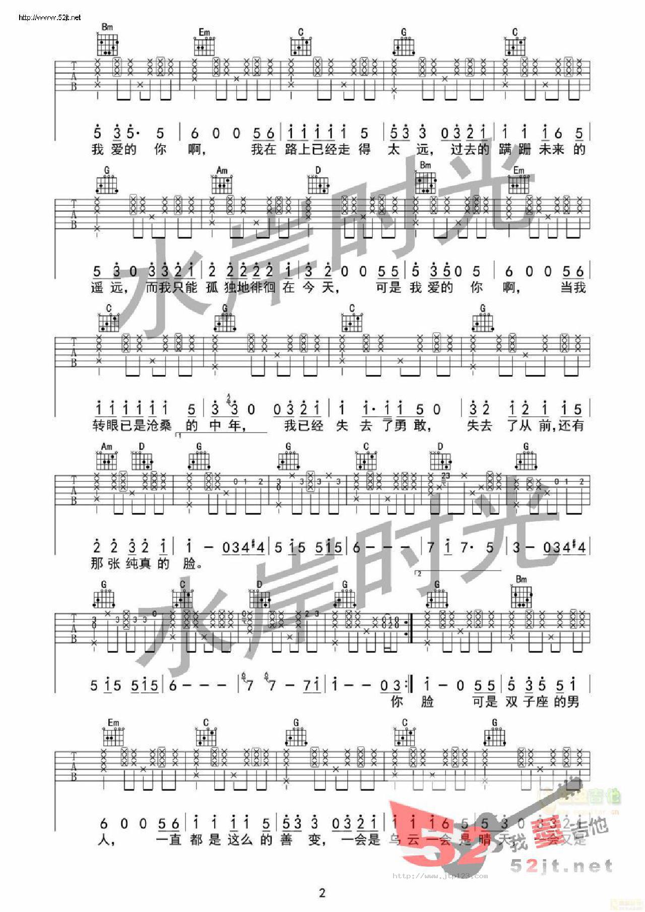 依稀少年吉他谱_水岸_C调和弦弹唱谱_图谱2