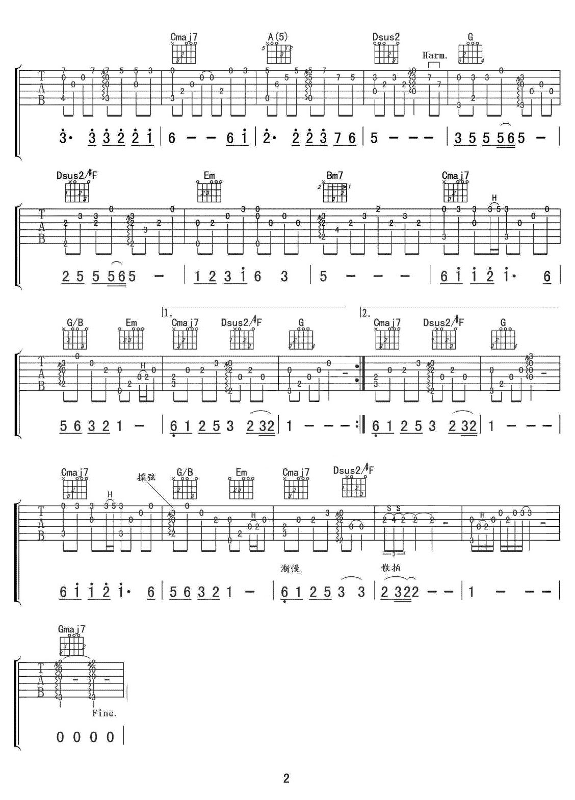 女人花吉他谱_梅艳芳_G调指弹/独奏谱_图谱2