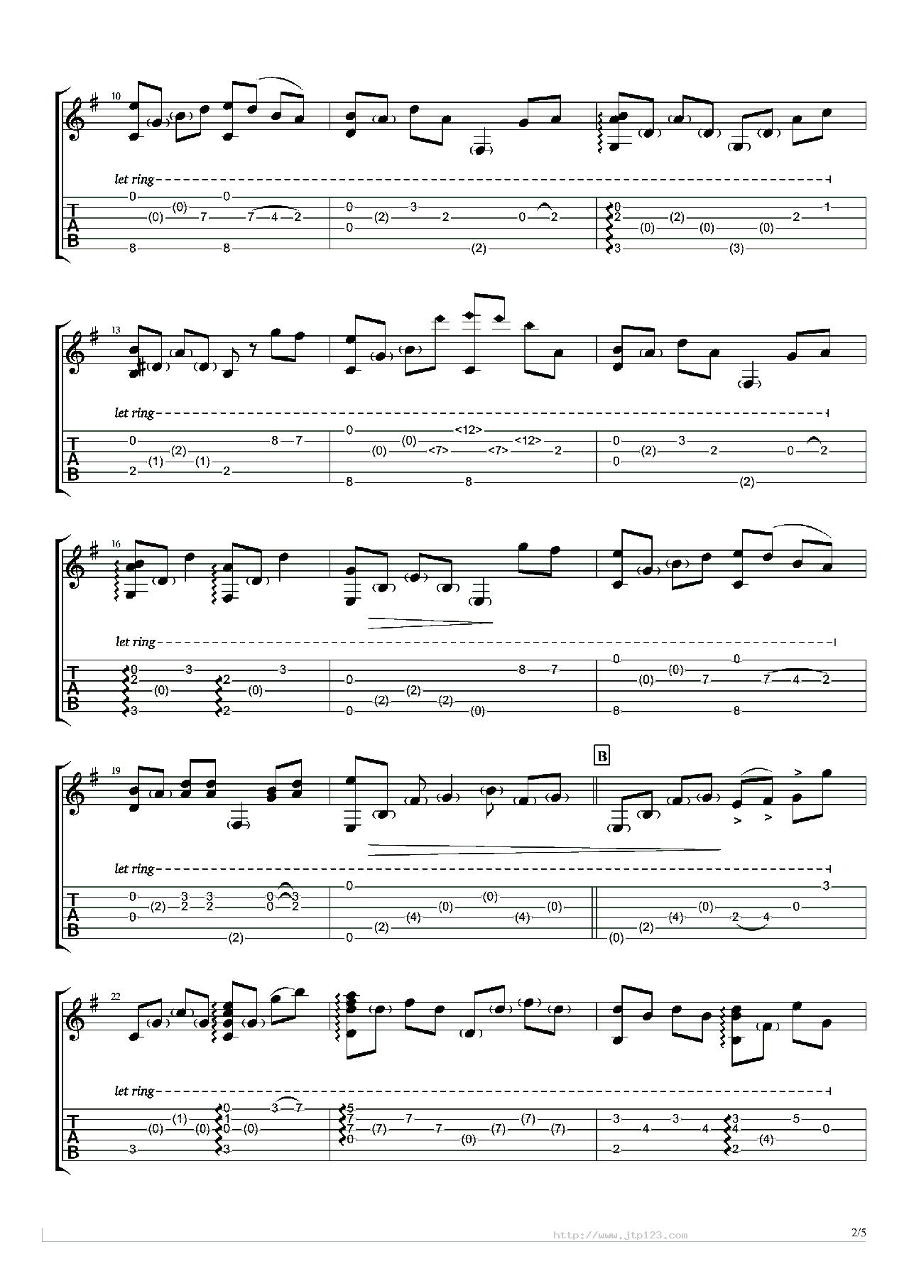 水从天上来吉他谱_张碧晨_G调指弹/独奏谱_郑云龙_图谱2