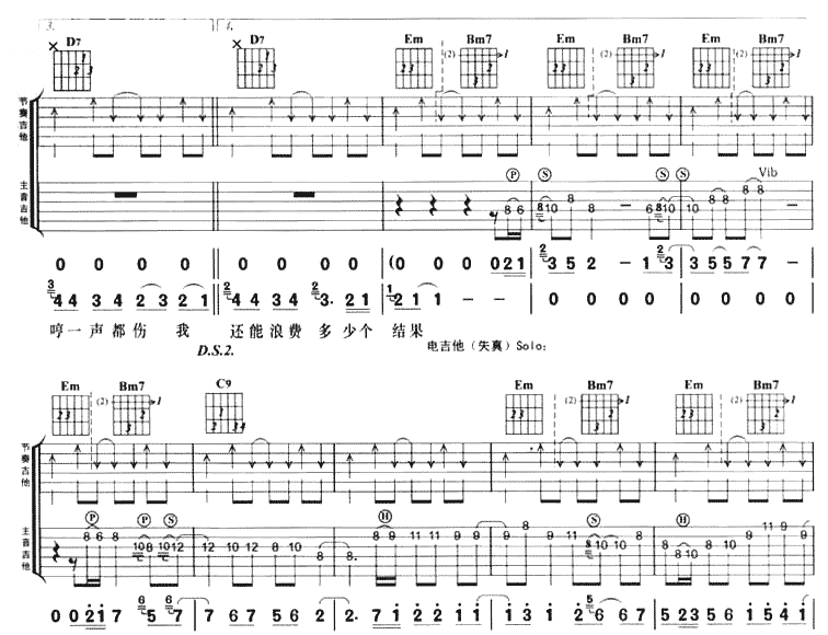 门没锁吉他谱_A调六线谱_简单版_品冠