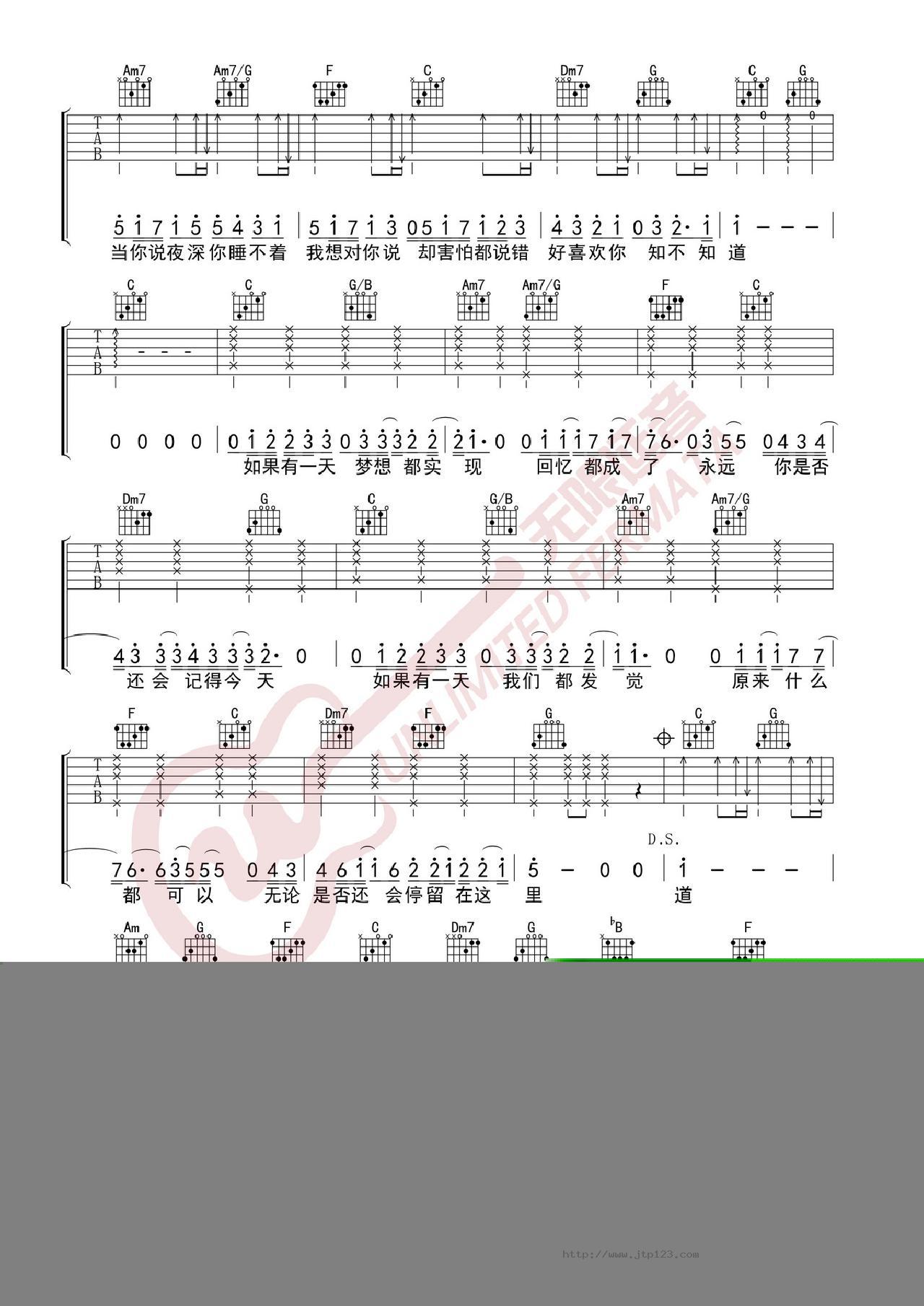 当你吉他谱_林俊杰_C调和弦弹唱谱_图谱2