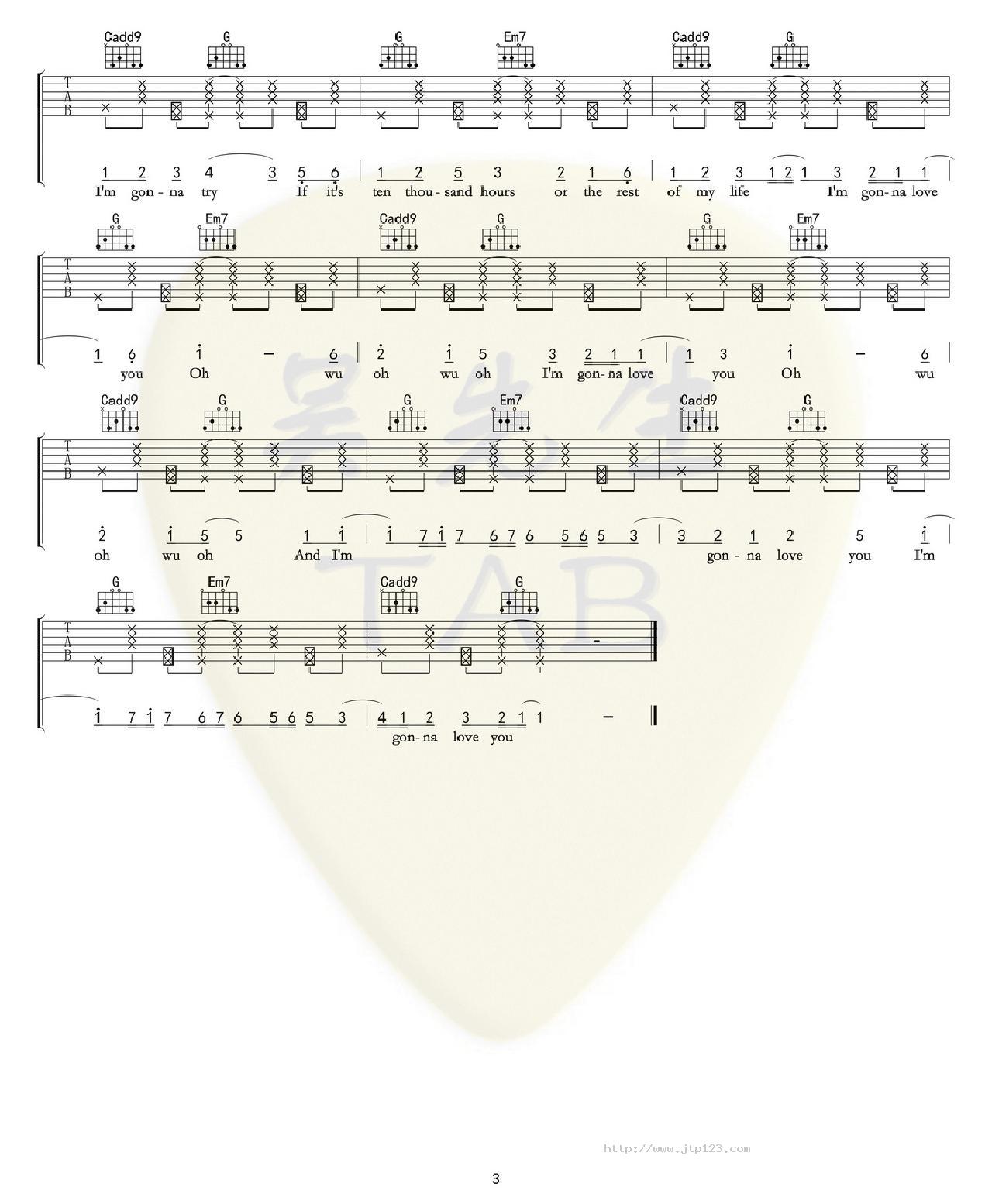10000Hours0吉他谱_000Hours_G调和弦弹唱谱_图谱3
