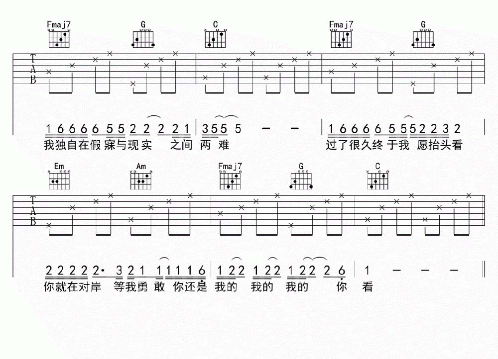 走马吉他谱_陈粒_C调和弦弹唱谱_简易版_图谱2