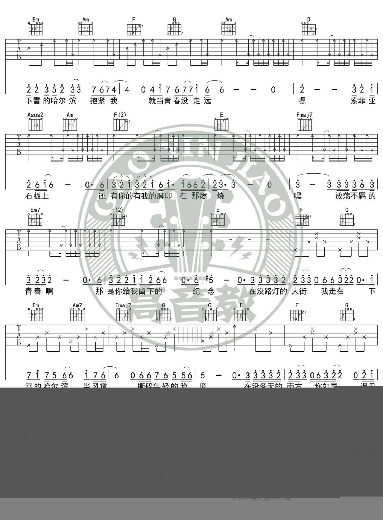 下雪的哈尔滨吉他谱_高进_C调和弦弹唱谱_图谱2