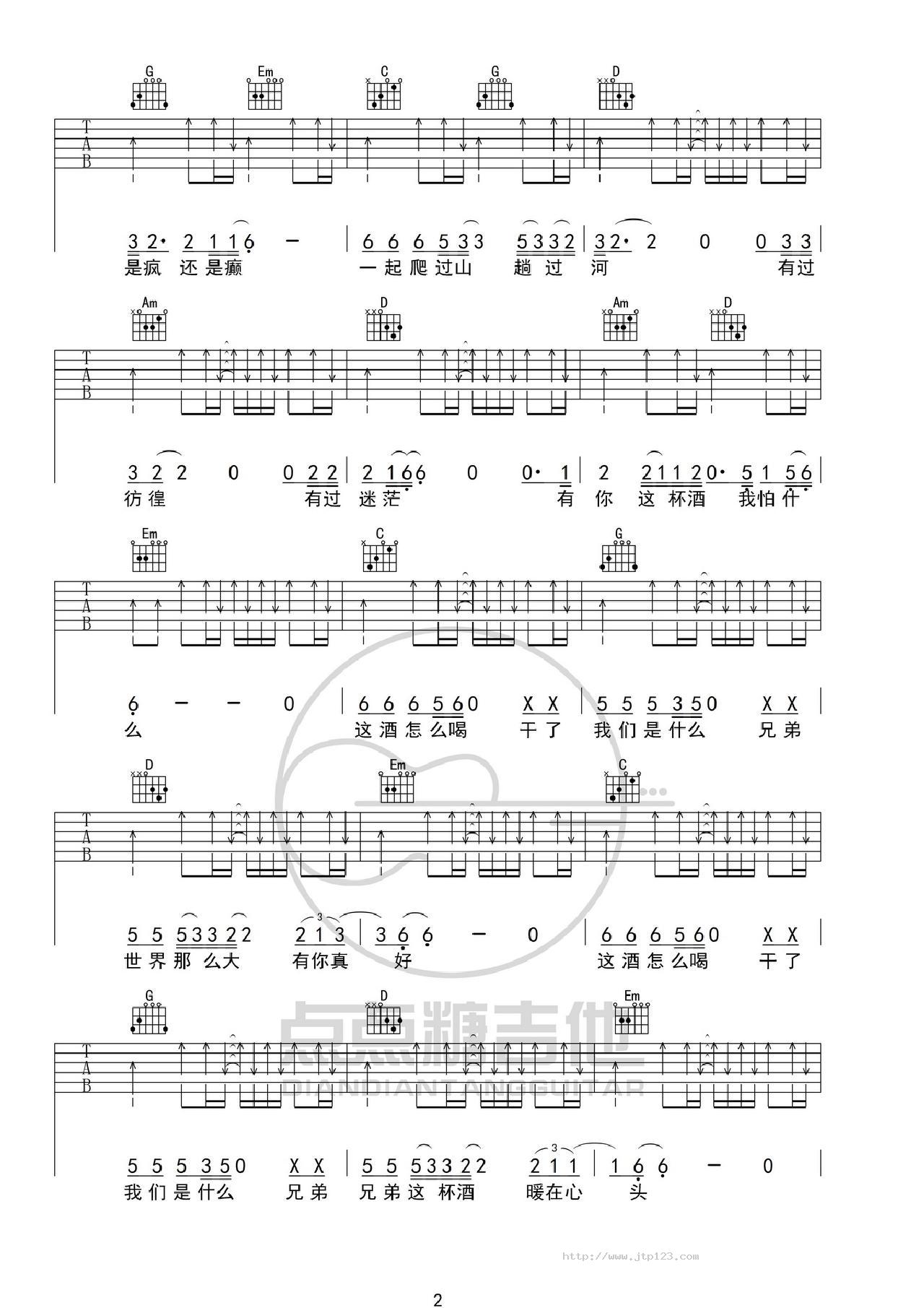 这酒怎么喝吉他谱_王旭_G调和弦弹唱谱_图谱2