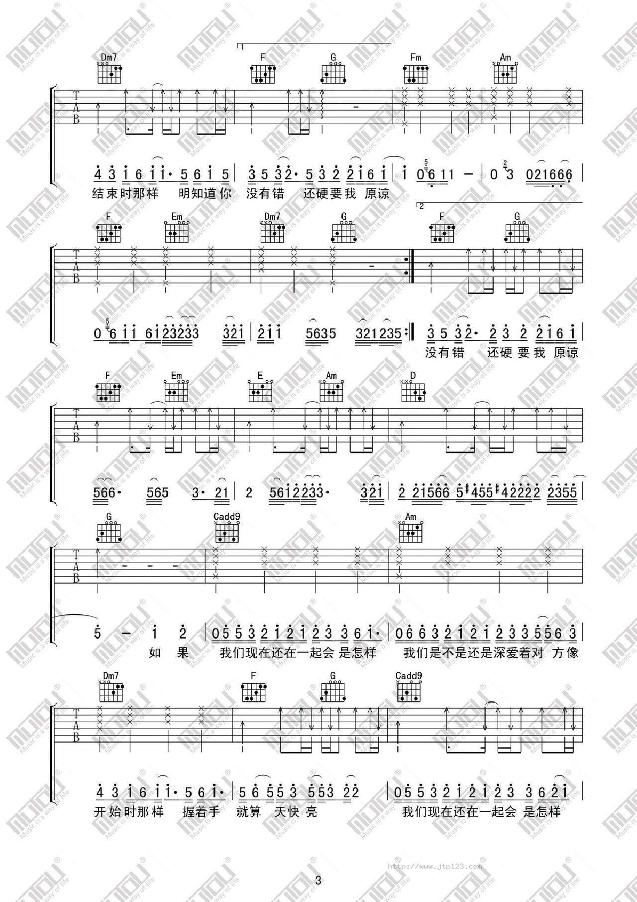 怎样吉他谱_戴佩妮_D调和弦弹唱谱_图谱3