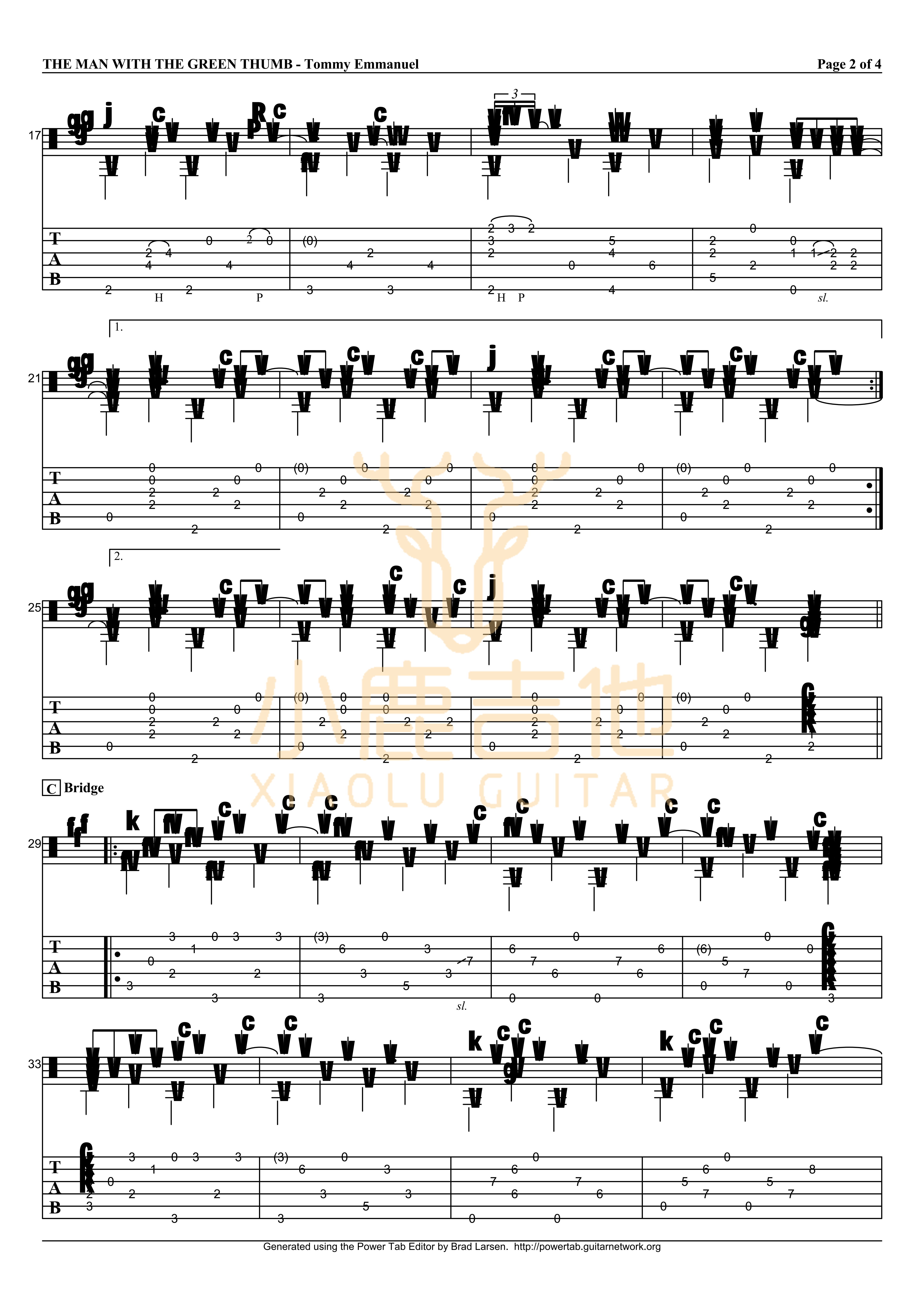 THE_MAN_WITH_THE_GREEN_THUMB_Tommy_Emmanuel指弹吉他谱(小鹿吉他)