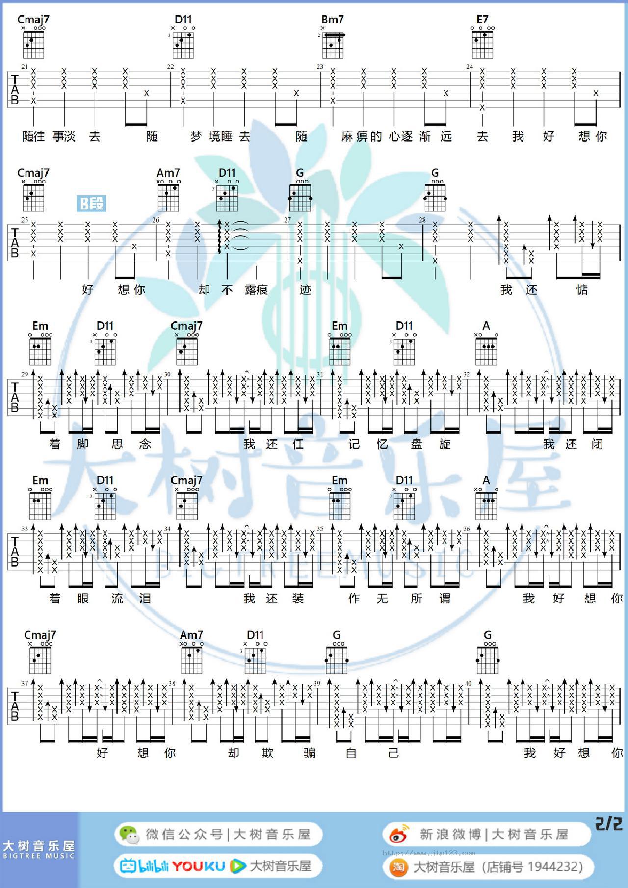 我好想你吉他谱_苏打绿_G调和弦弹唱谱_青木时代主题曲_图谱2
