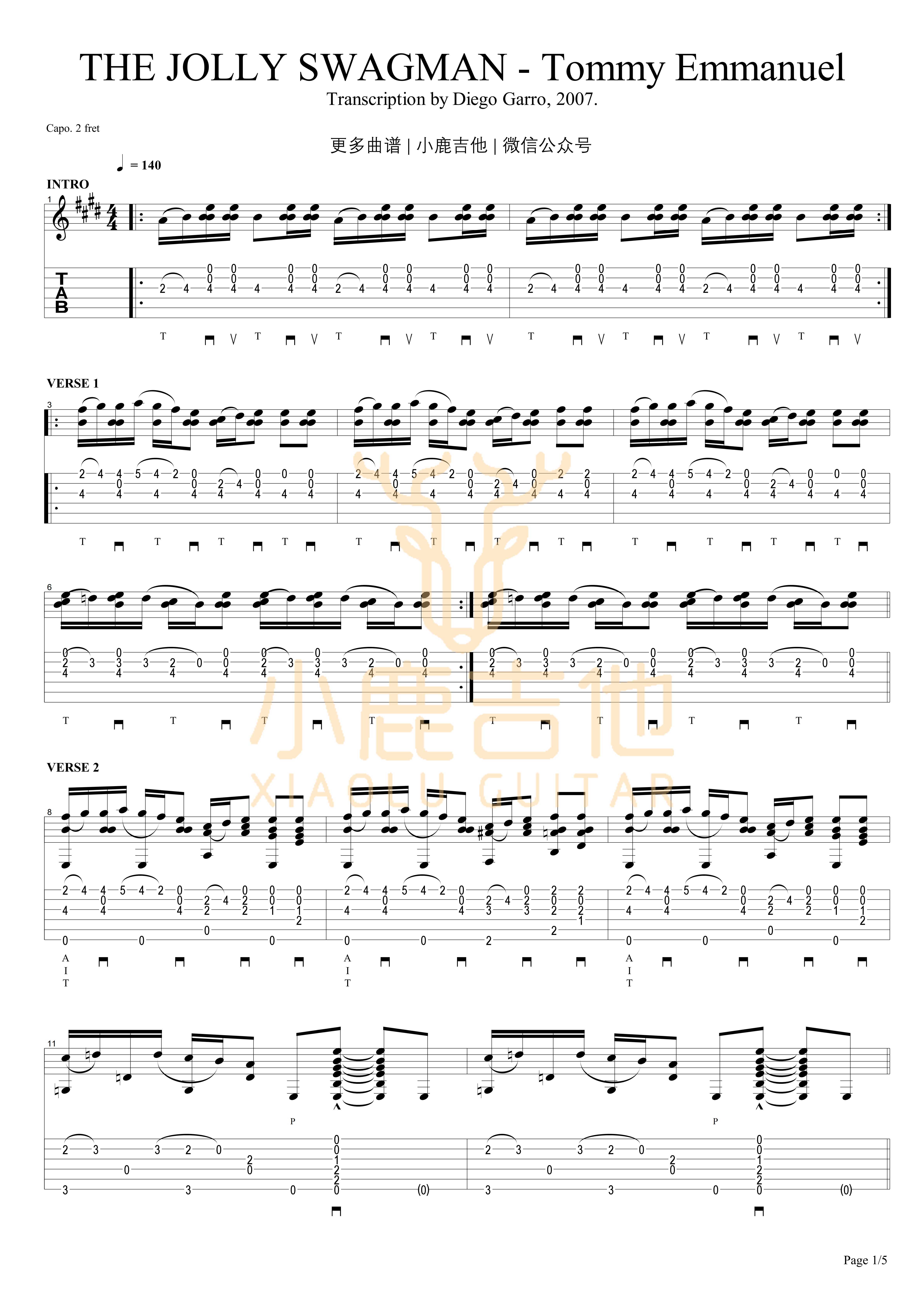 THE_JOLLY_SWAGMAN_Tommy_Emmanuel指弹吉他谱（小鹿吉他）