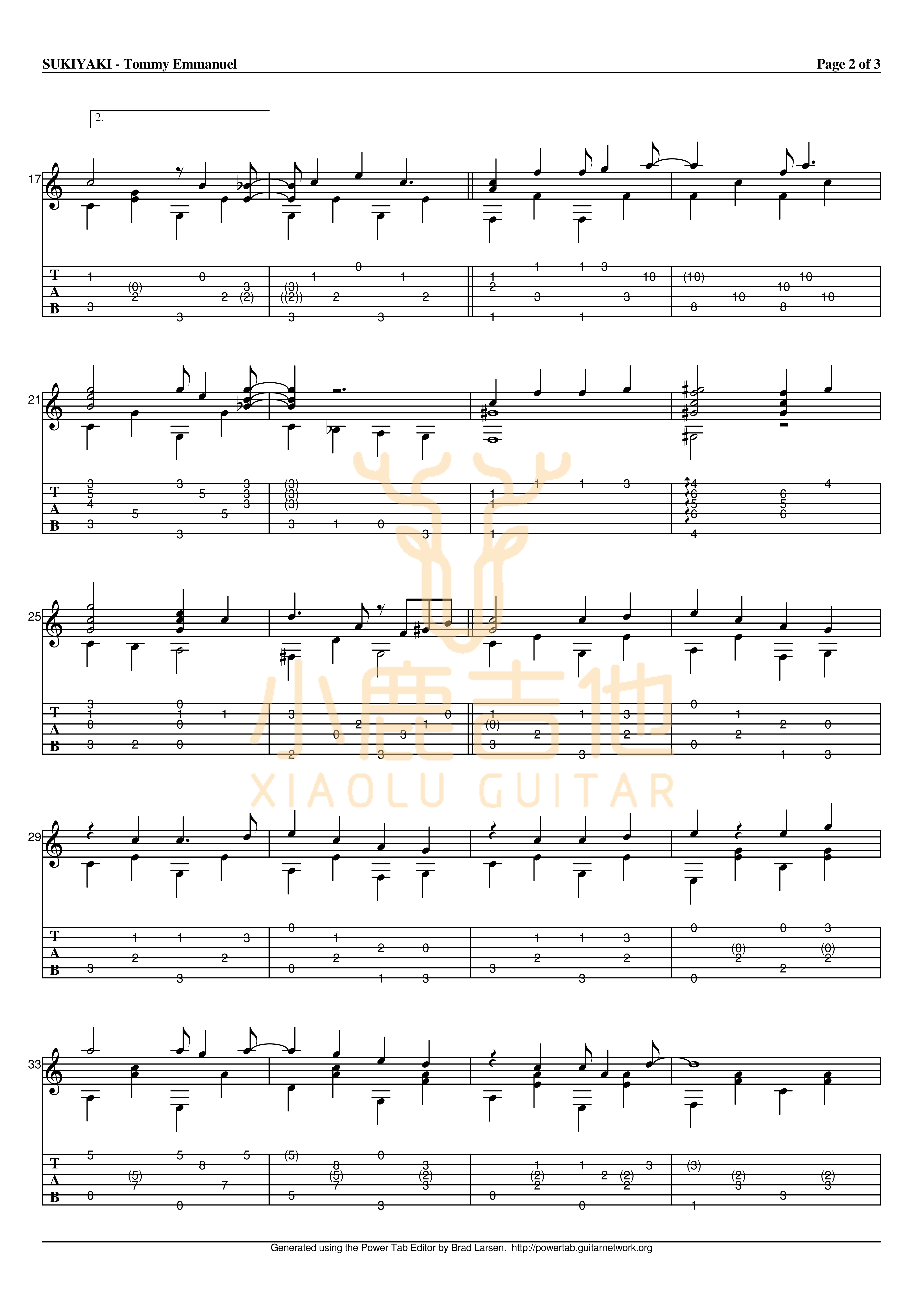 SUKIYAKI_Tommy_Emmanuel指弹吉他谱（小鹿吉他）