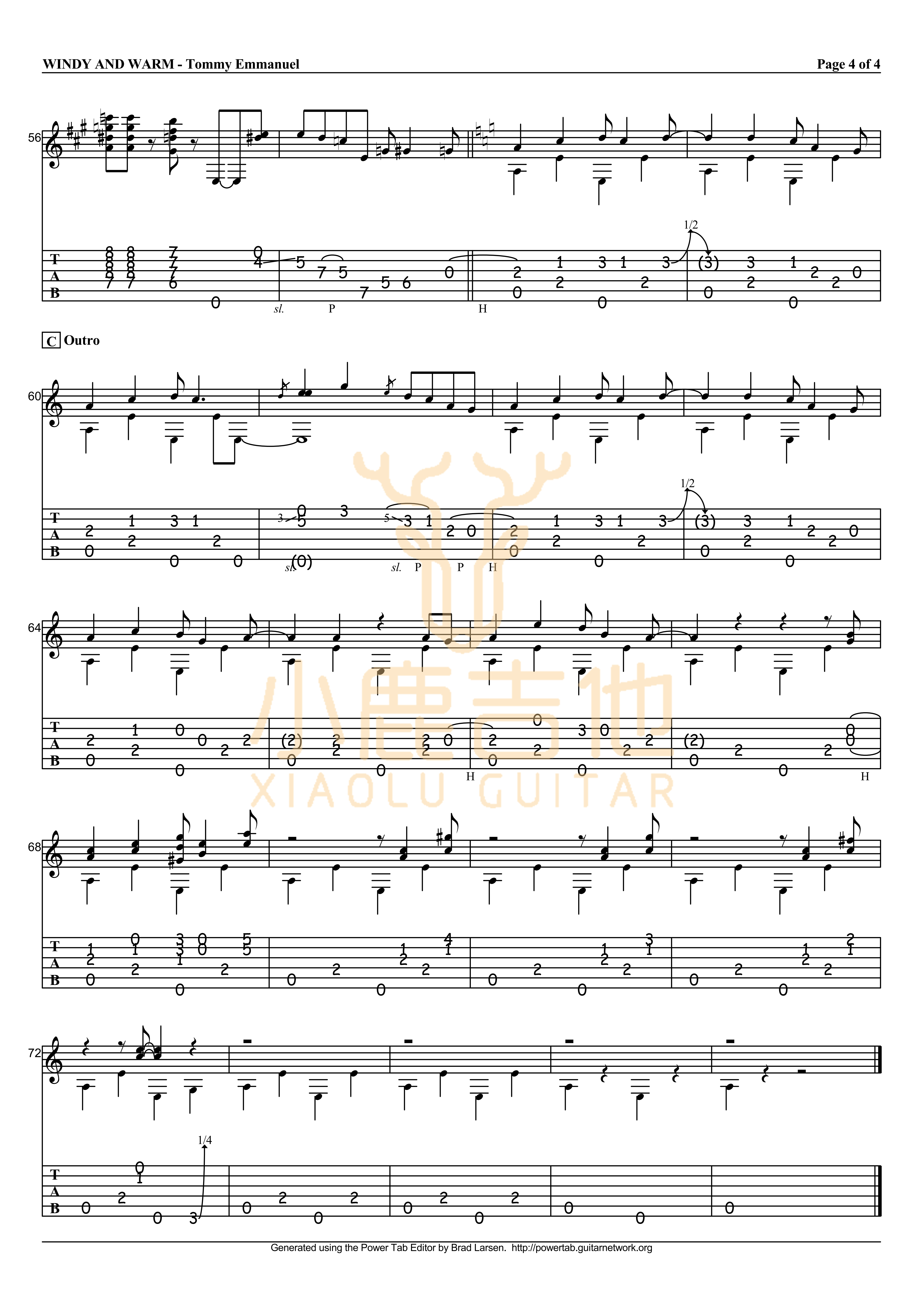 Windy_and_warm_Tommy_Emmanuel指弹吉他谱（小鹿吉他）