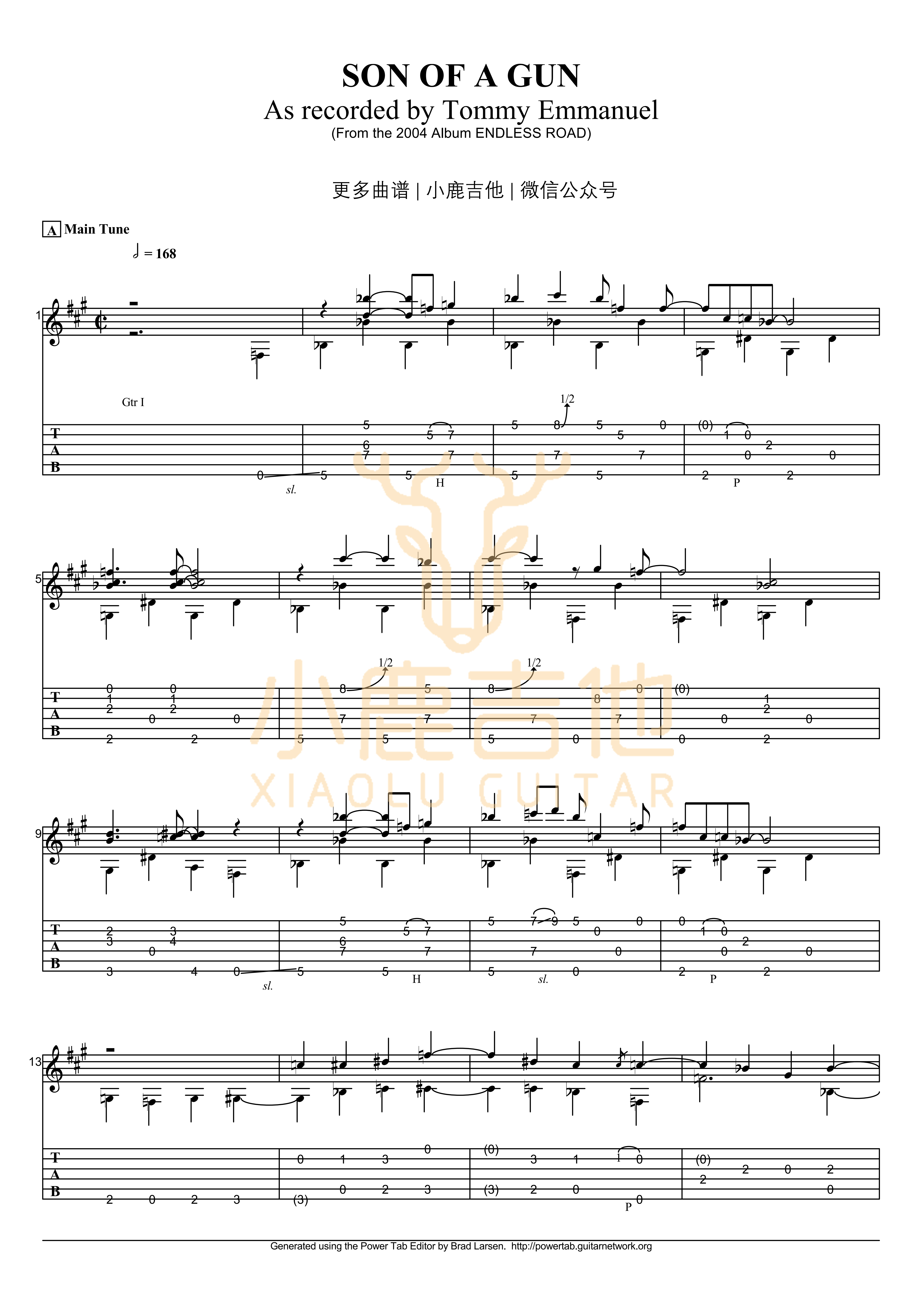 SON_OF_A_GUN_Tommy_Emmanuel指弹吉他谱（小鹿吉他）