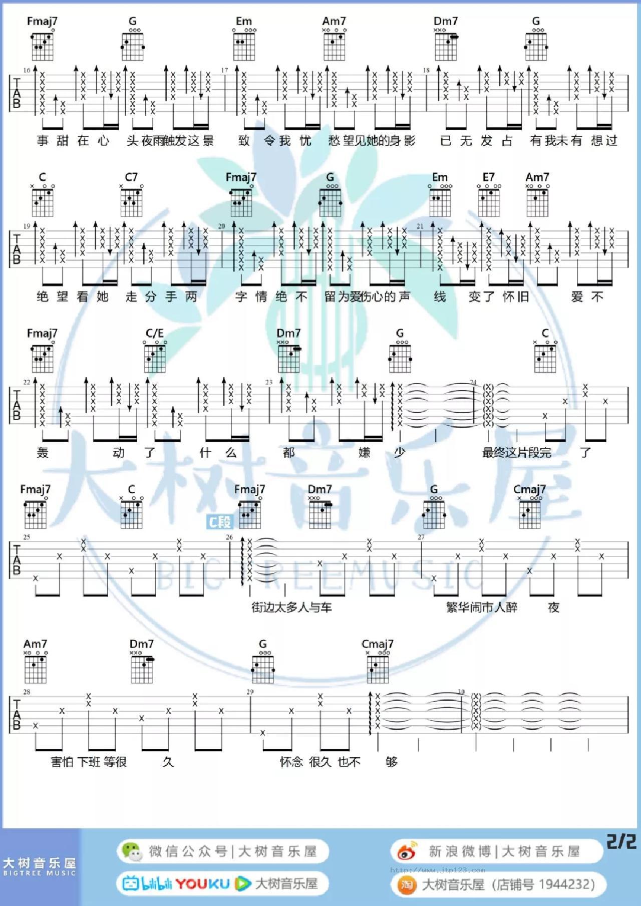 弥敦道吉他谱_洪卓立_G调和弦弹唱谱_图谱3