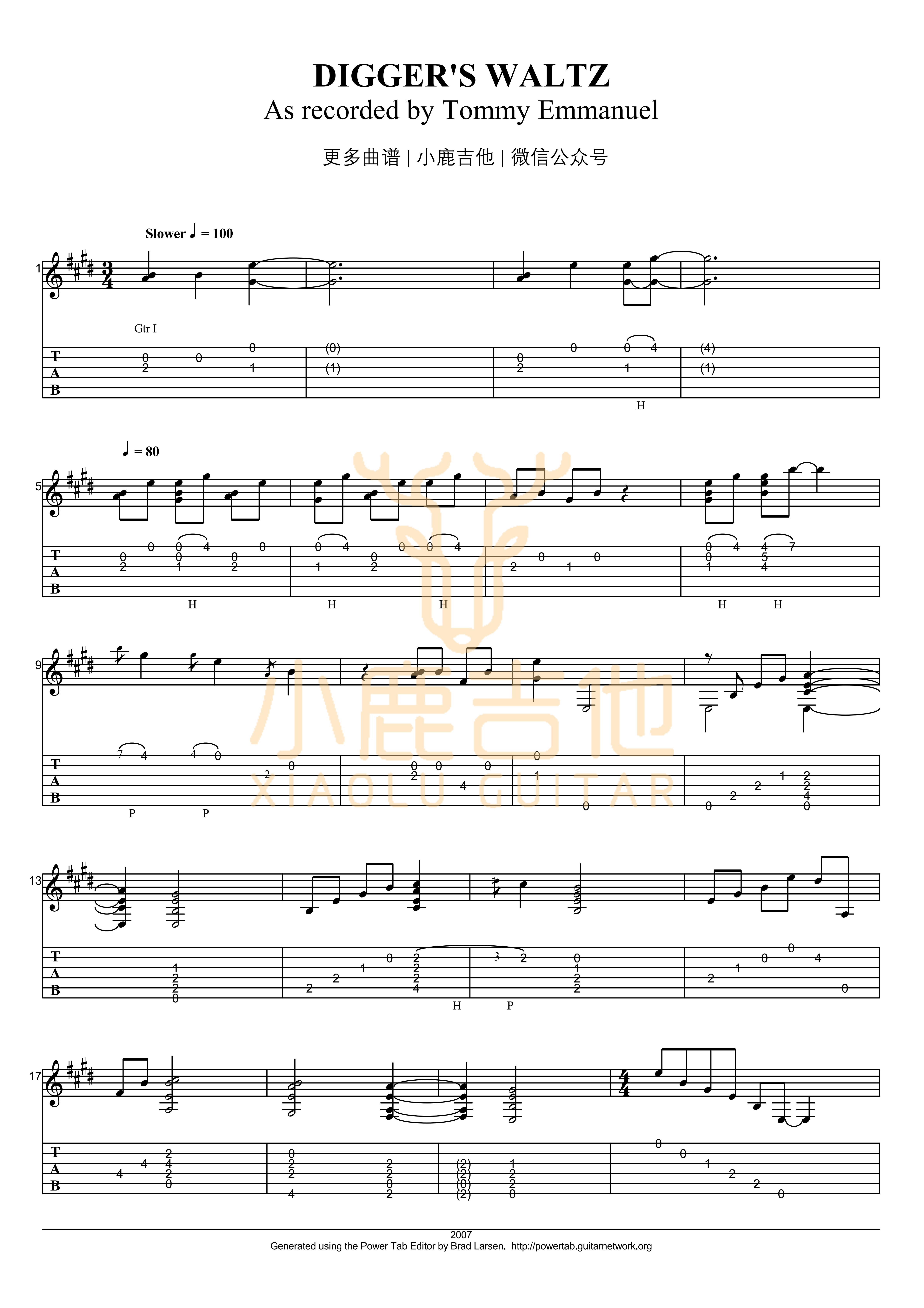 The_Diggers'Waltz_Tommy_Emmanuel指弹吉他谱（小鹿吉他）