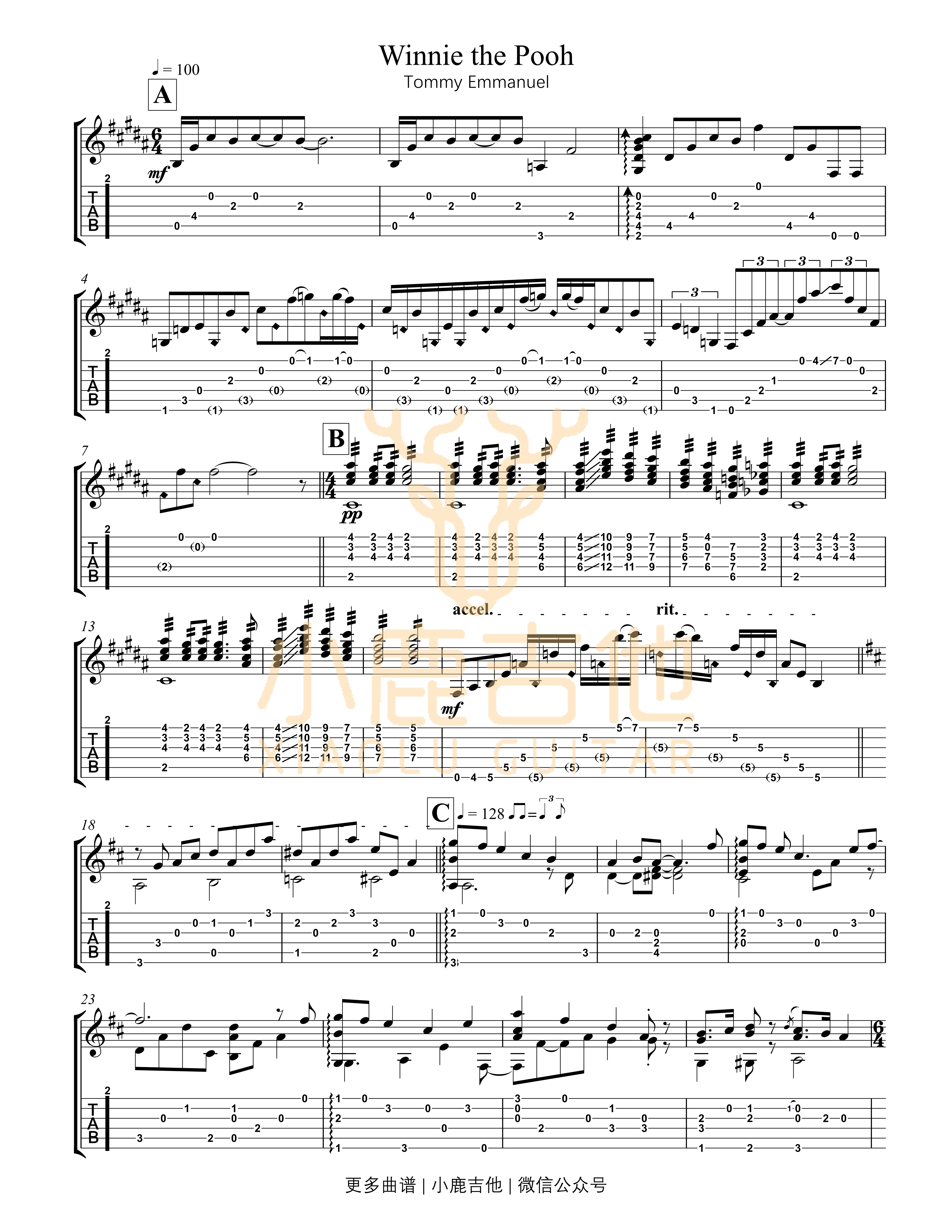 Winnie_the_Pooh_Tommy_Emmanuel指弹吉他谱（小鹿吉他）