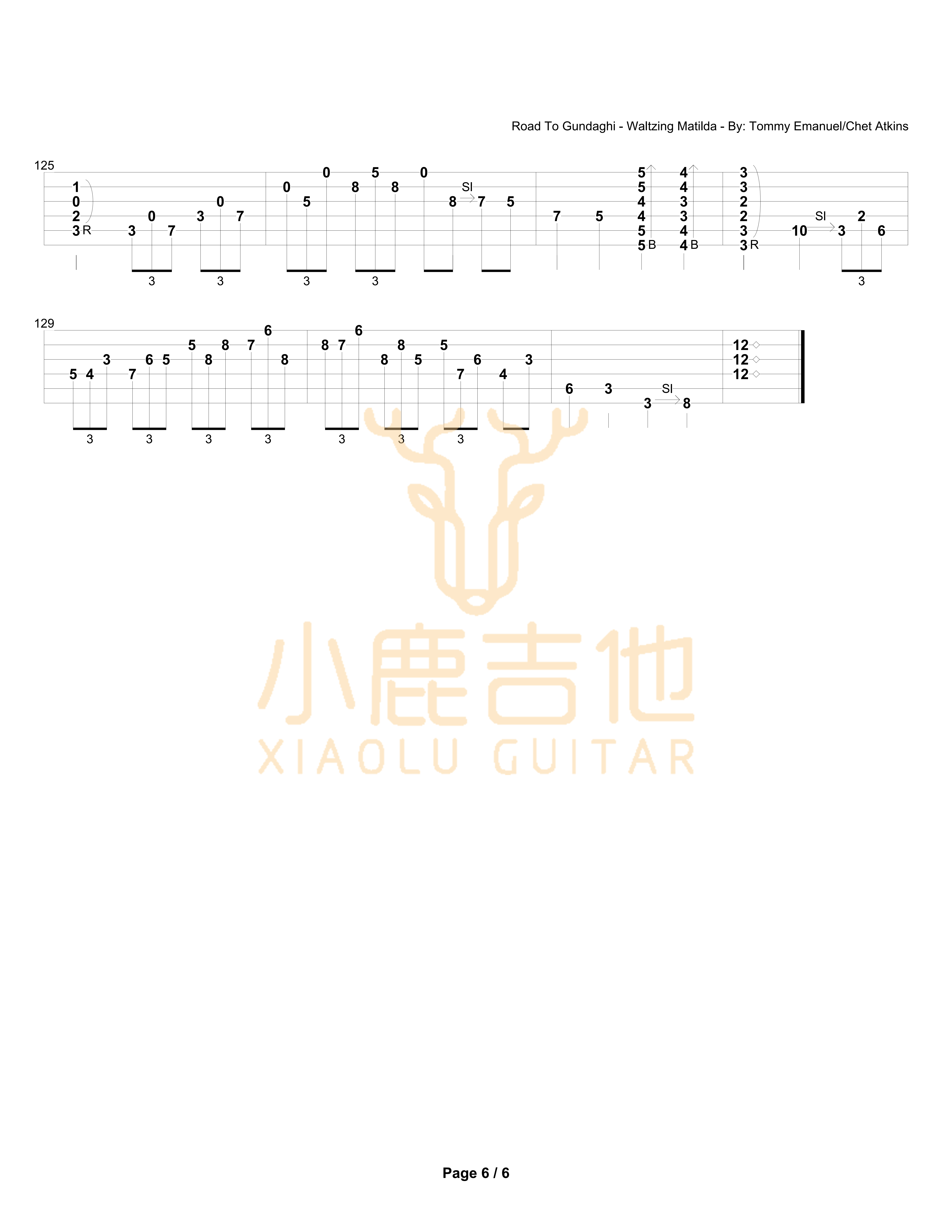 Road_To_Gundaghi_Waltzing_Matilda_Tommy_Emmanuel指弹吉他谱（小鹿吉他）