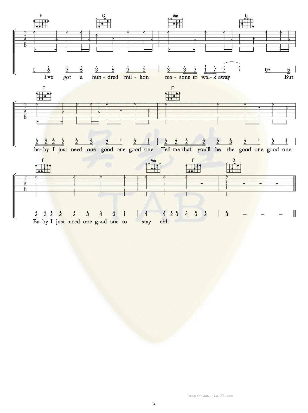 Million Reasons吉他谱_ladygaga_C调和弦弹唱谱_图谱5