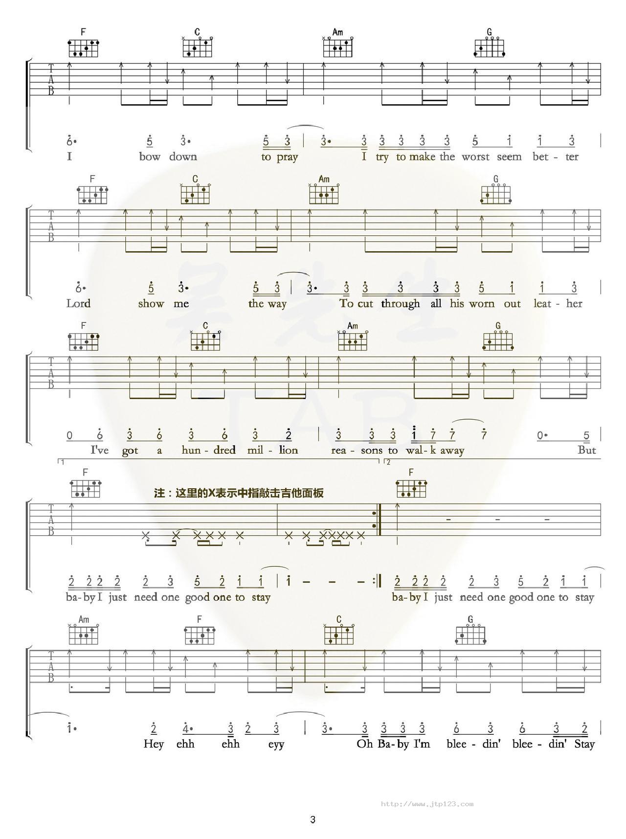 Million Reasons吉他谱_ladygaga_C调和弦弹唱谱_图谱3