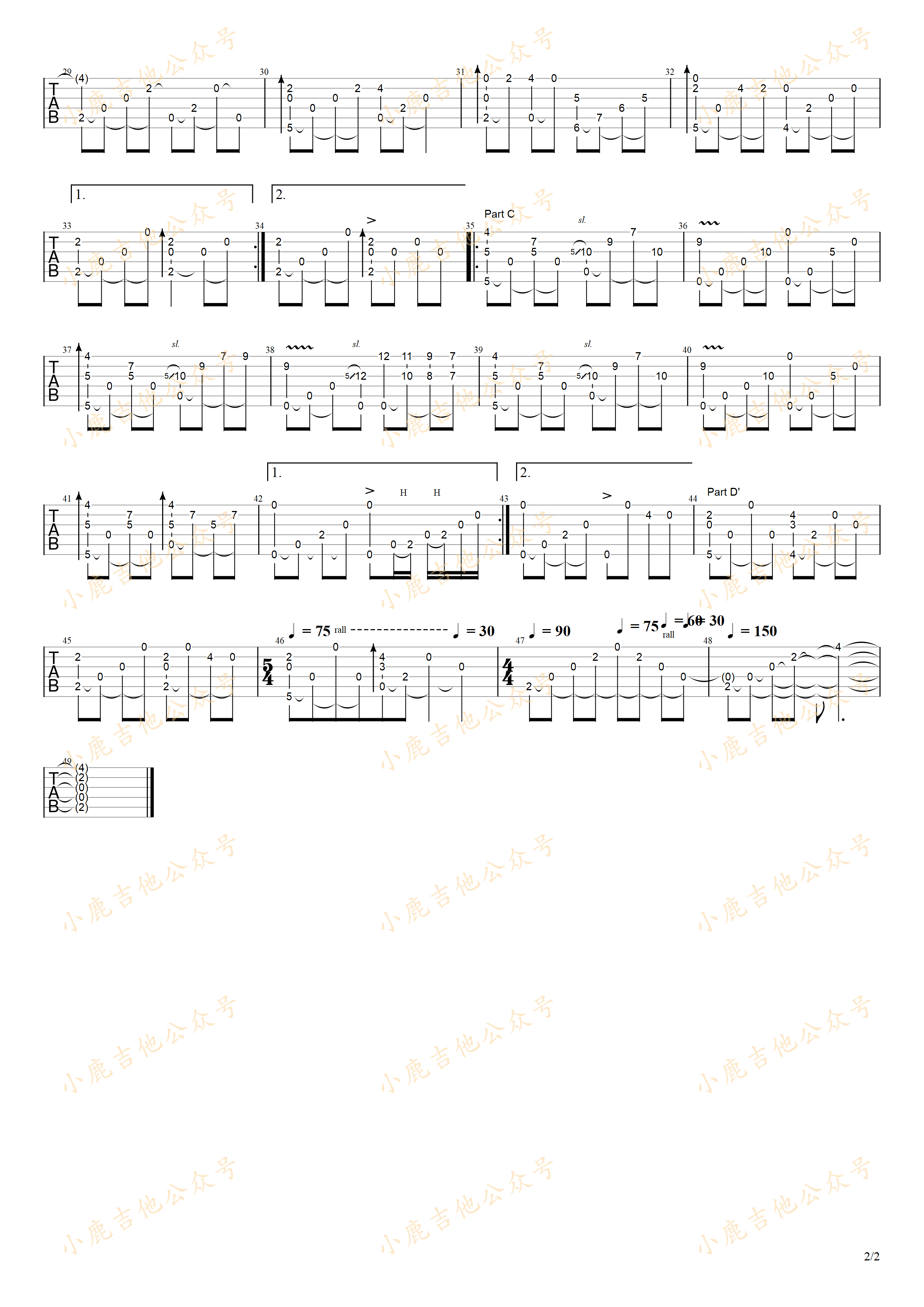 奇跡の山_岸部真明_指弹吉他谱（小鹿吉他）