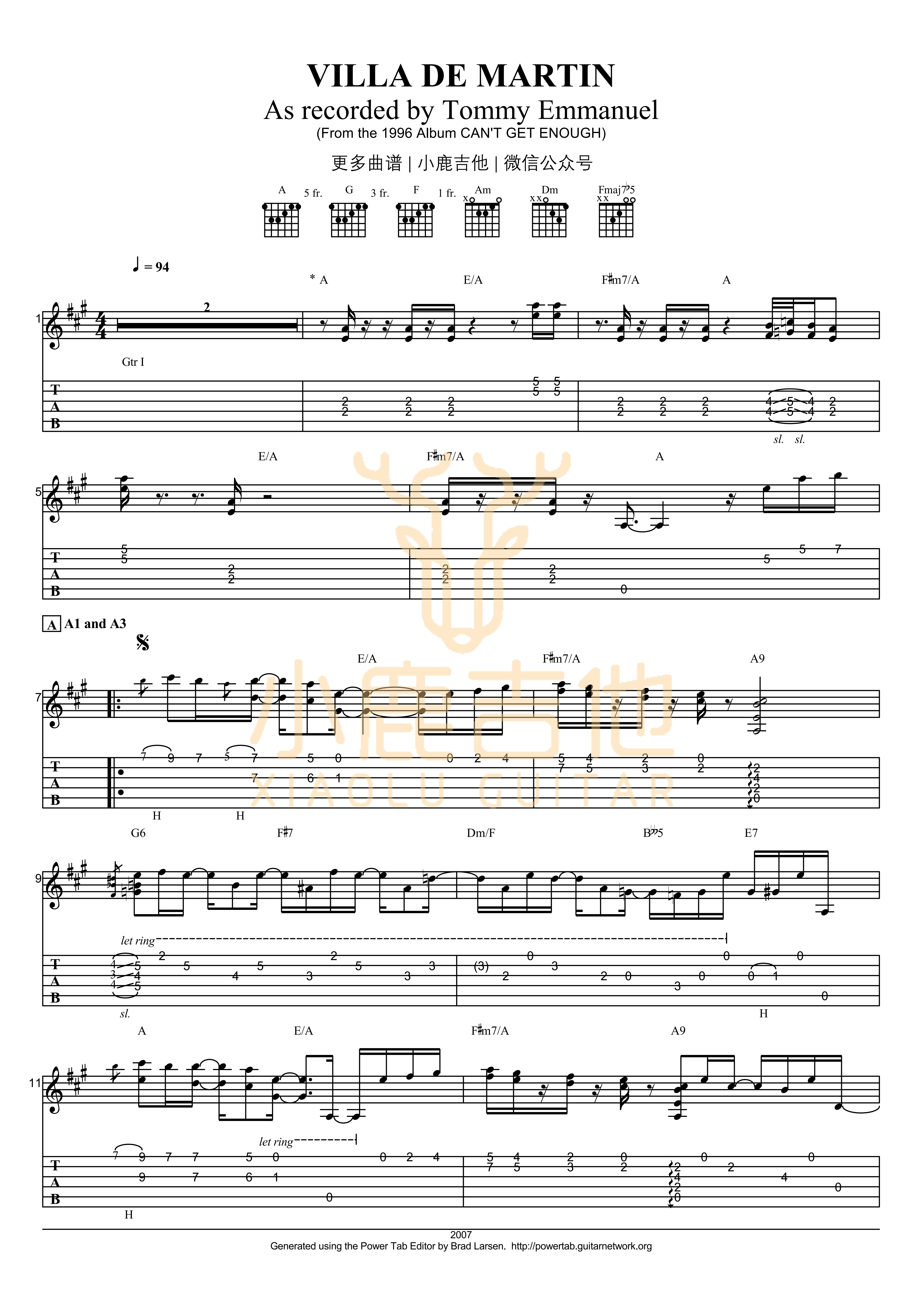 VILLA_DE_MARTIN_Tommy_Emmanuel指弹吉他谱（小鹿吉他）