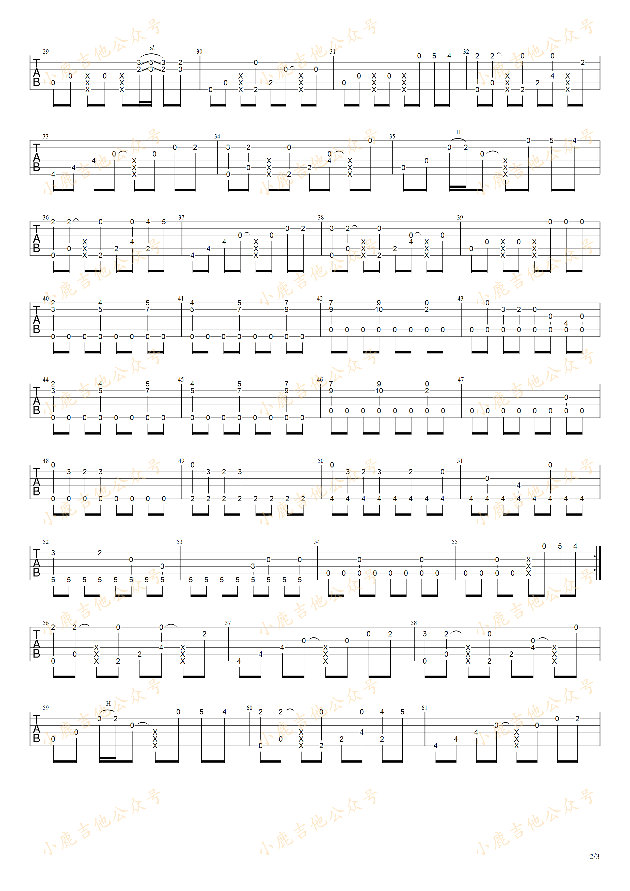 New_Song_岸部真明_指弹吉他谱（小鹿吉他）