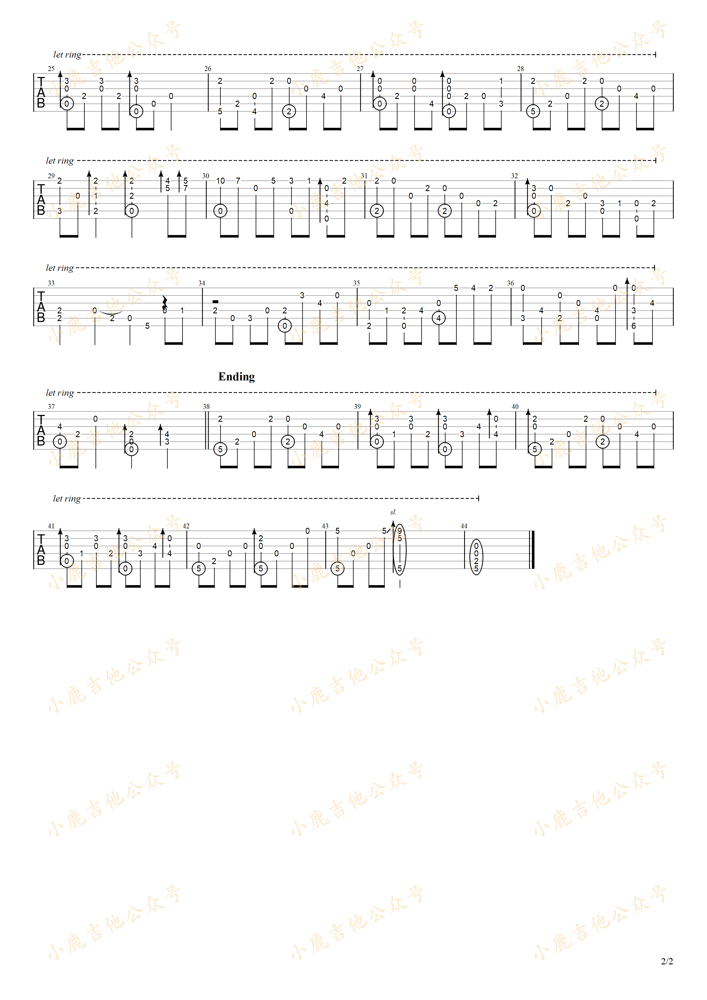 Salut_d'amoure(爱的赞礼）愛の挨拶_岸部真明_指弹吉他谱（小鹿吉他）