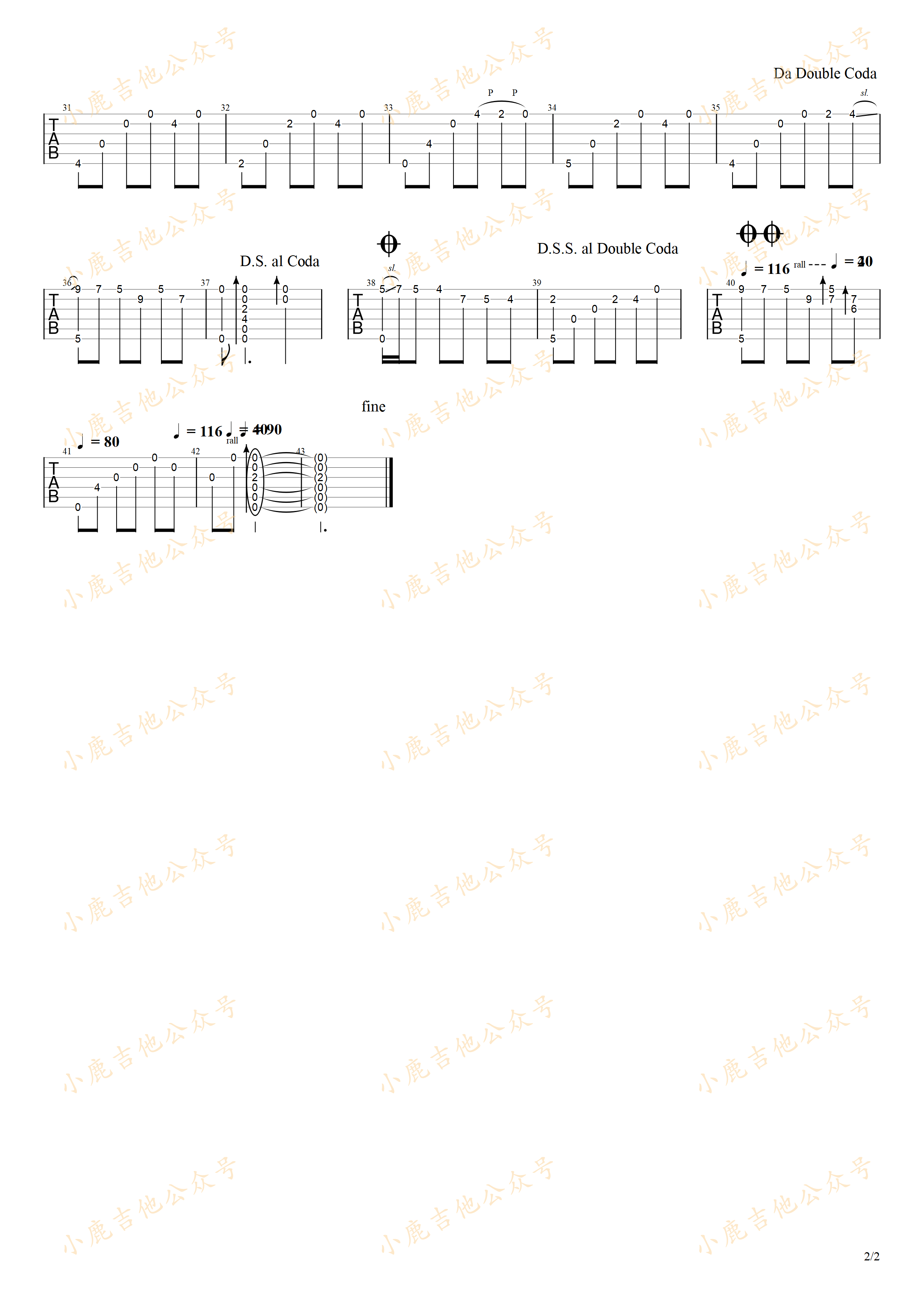 Snow_fall_岸部真明_指弹吉他谱(小鹿吉他)