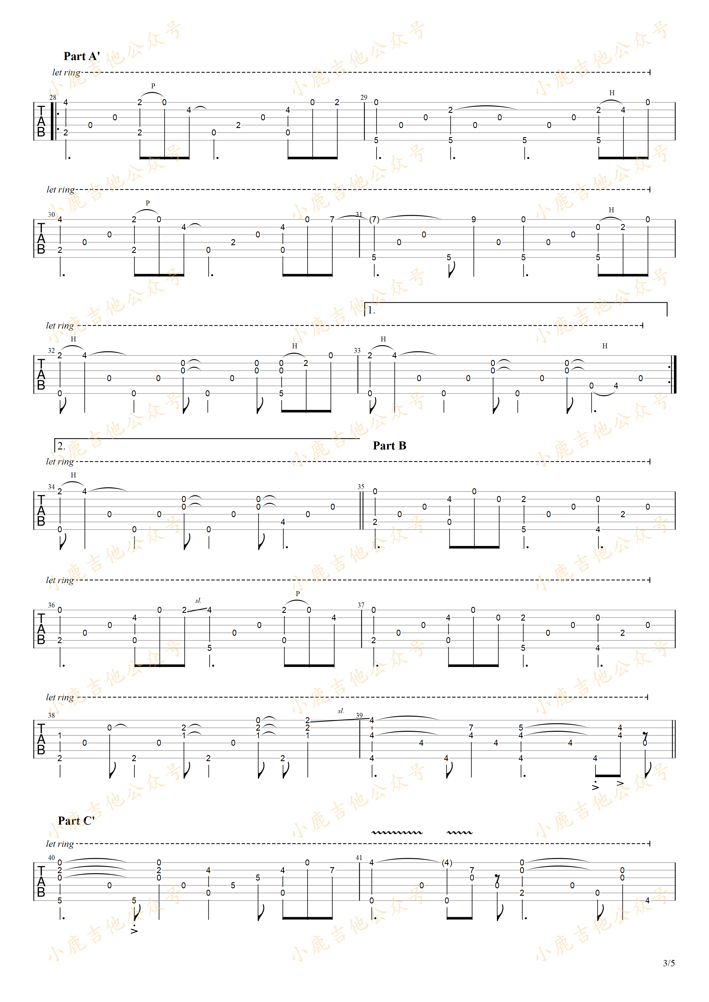 A_Sea_of_The_Clouds_岸部真明指弹吉他谱（小鹿吉他）