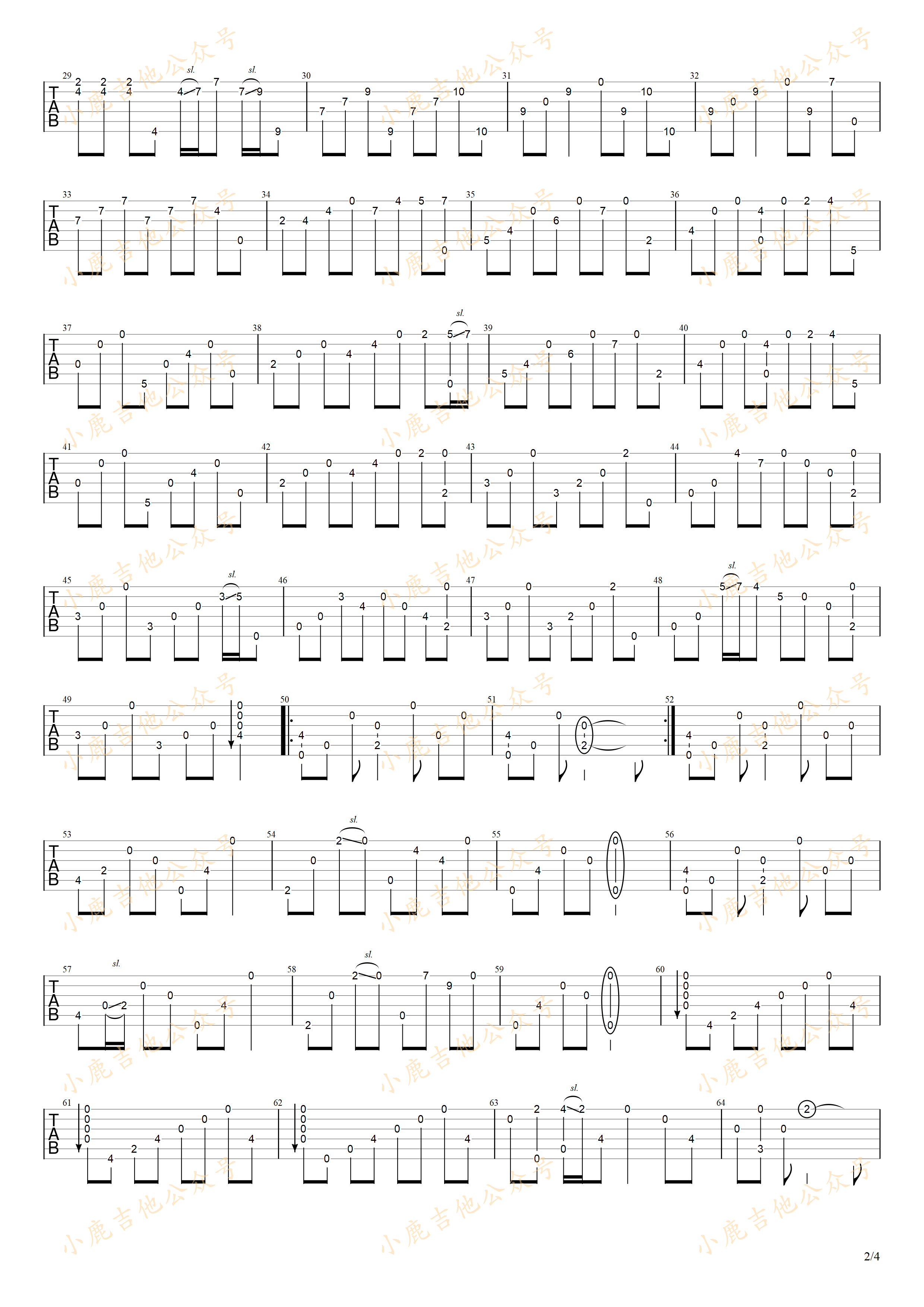Hajimari_岸部真明指弹吉他谱(小鹿吉他)