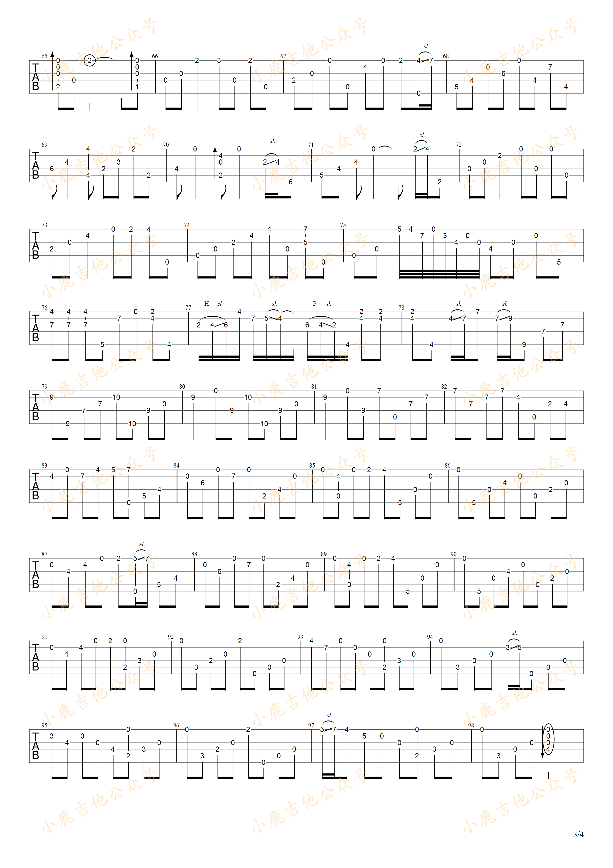 Hajimari_岸部真明指弹吉他谱(小鹿吉他)