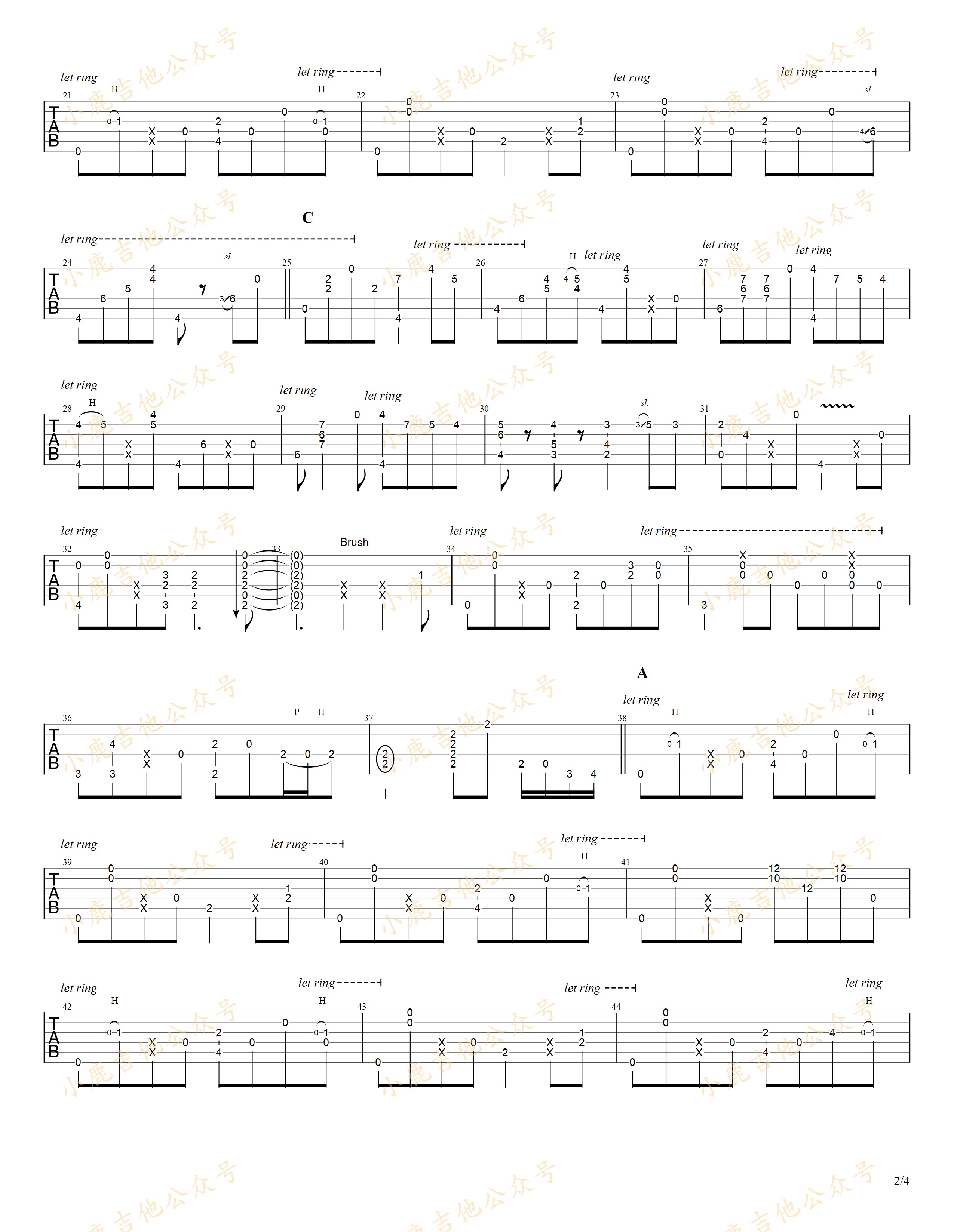 Change_the_World_岸部真明指弹吉他谱（小鹿吉他）